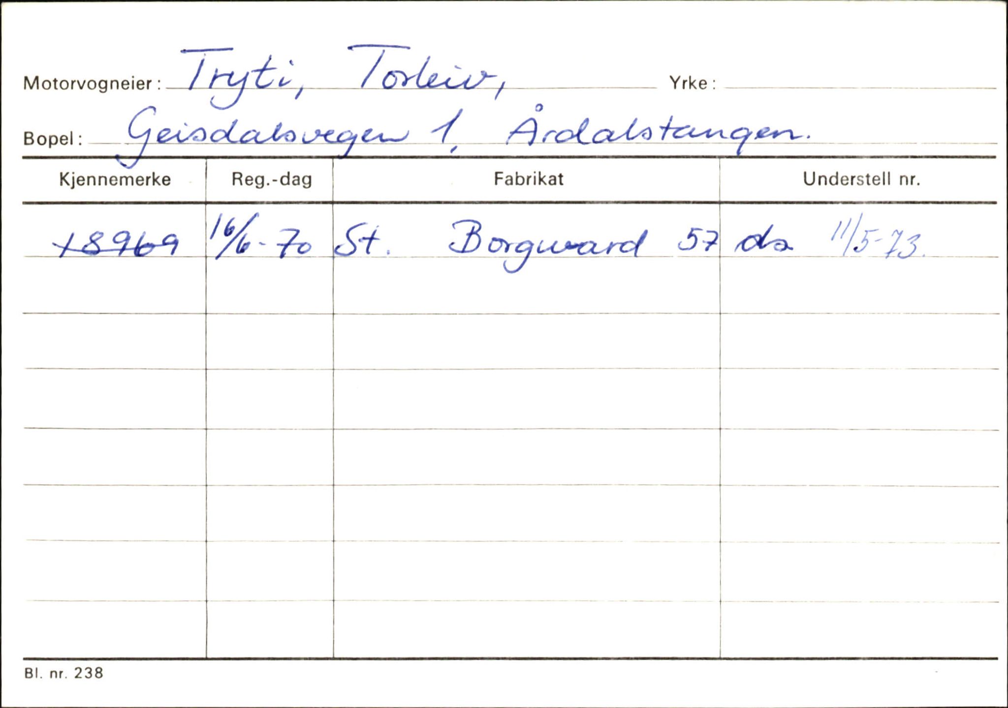 Statens vegvesen, Sogn og Fjordane vegkontor, AV/SAB-A-5301/4/F/L0146: Registerkort Årdal R-Å samt diverse kort, 1945-1975, p. 979