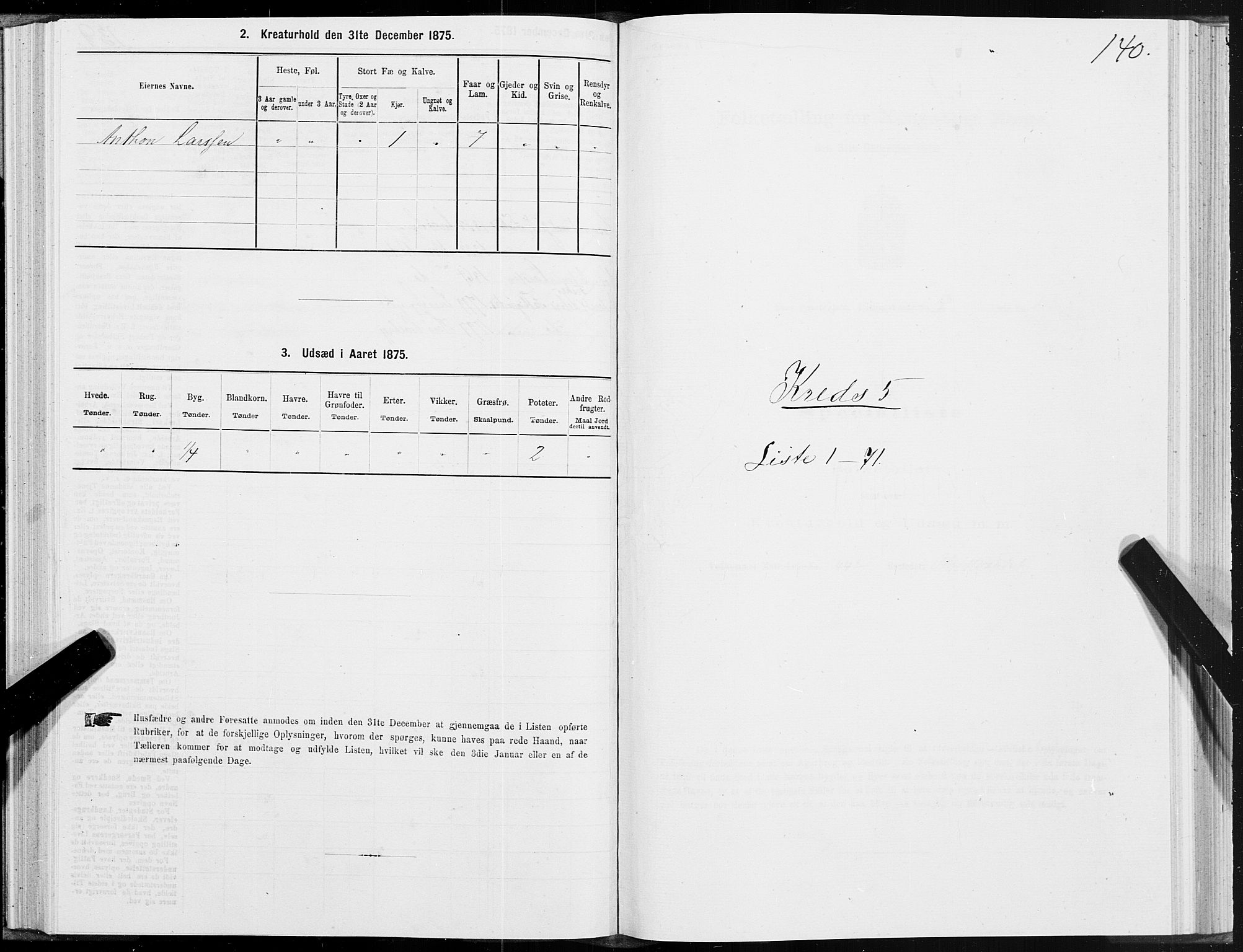 SAT, 1875 census for 1834P Lurøy, 1875, p. 3140