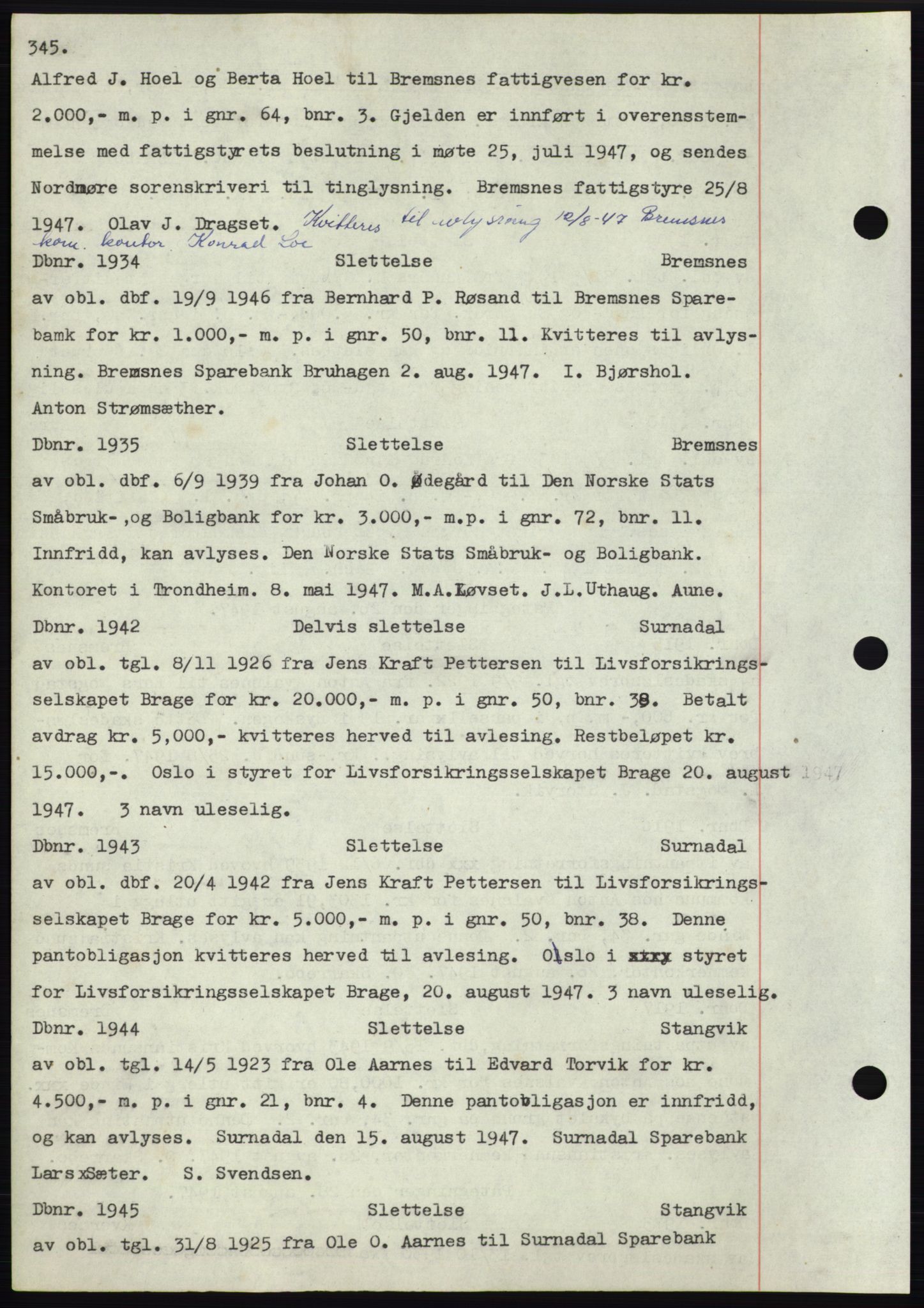 Nordmøre sorenskriveri, SAT/A-4132/1/2/2Ca: Mortgage book no. C82b, 1946-1951, Diary no: : 1934/1947