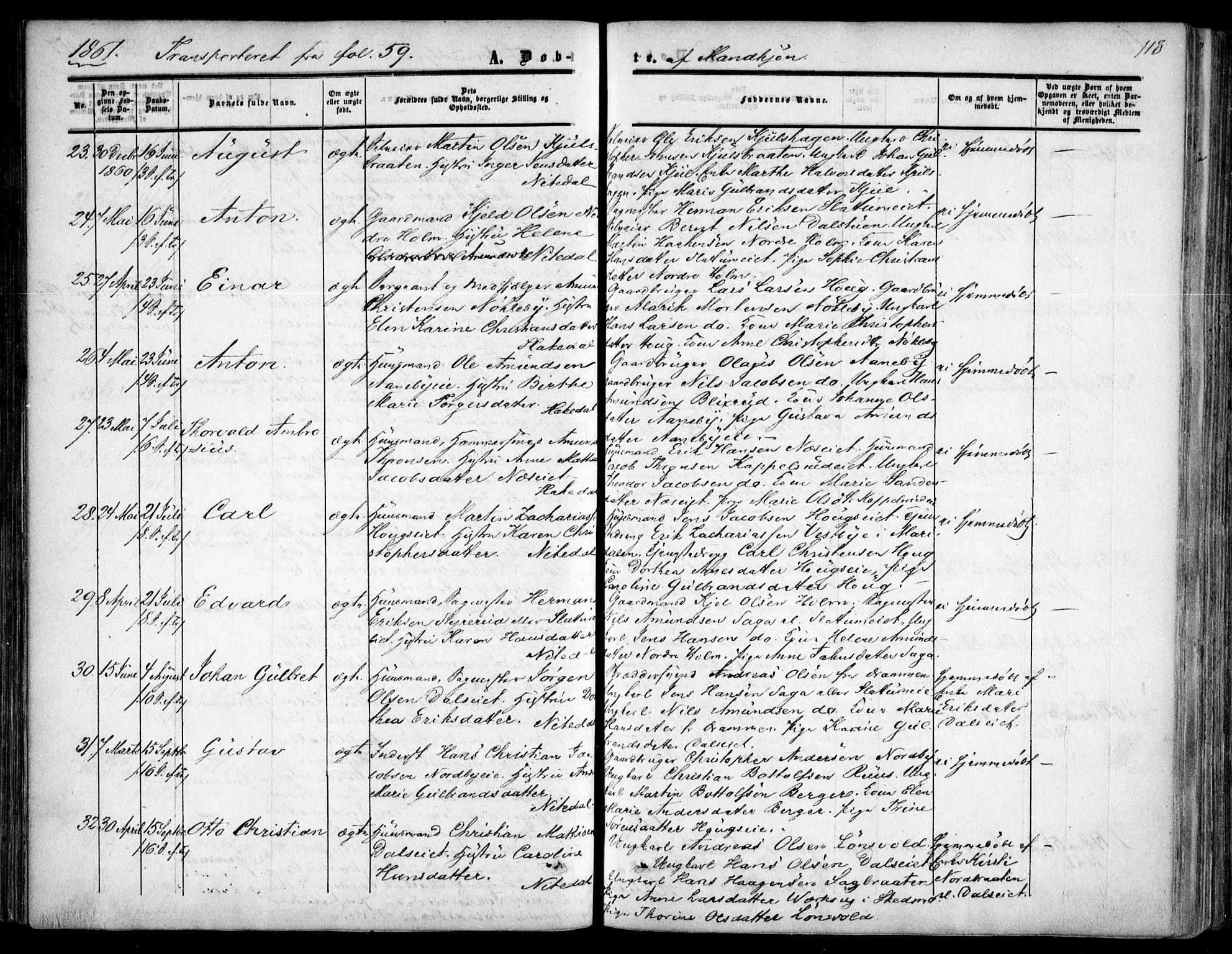 Nittedal prestekontor Kirkebøker, SAO/A-10365a/F/Fa/L0005: Parish register (official) no. I 5, 1850-1862, p. 118