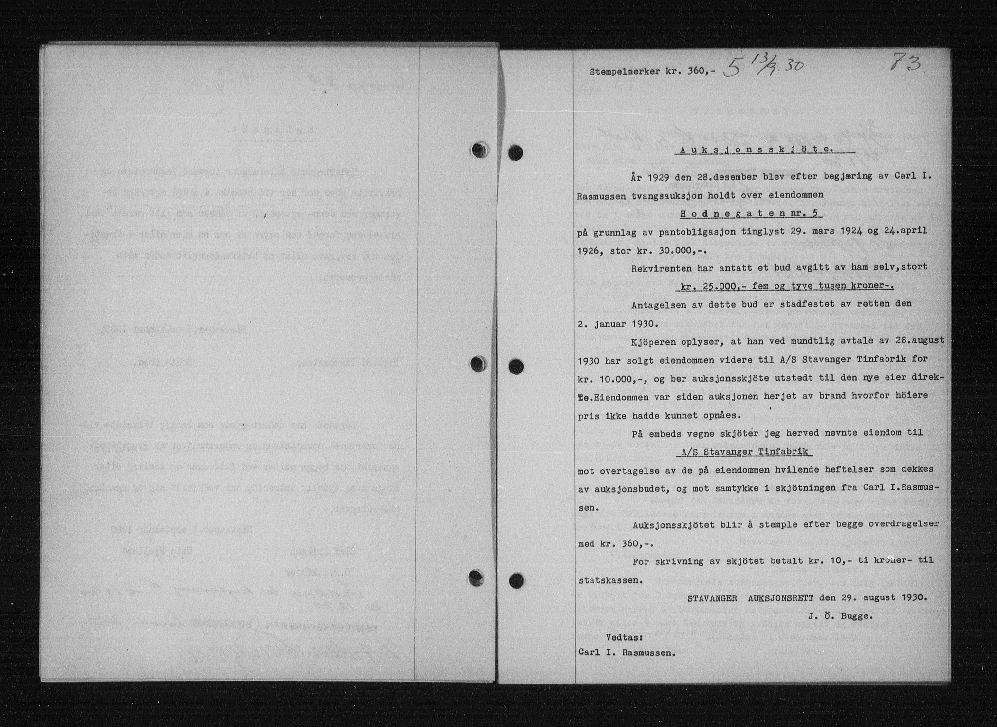 Stavanger byfogd, AV/SAST-A-101408/001/4/41/410/410BB/L0058: Mortgage book no. 48, 1930-1931, Deed date: 13.09.1930