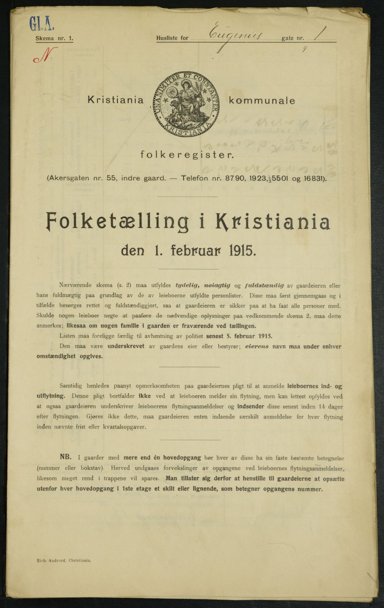 OBA, Municipal Census 1915 for Kristiania, 1915, p. 22187