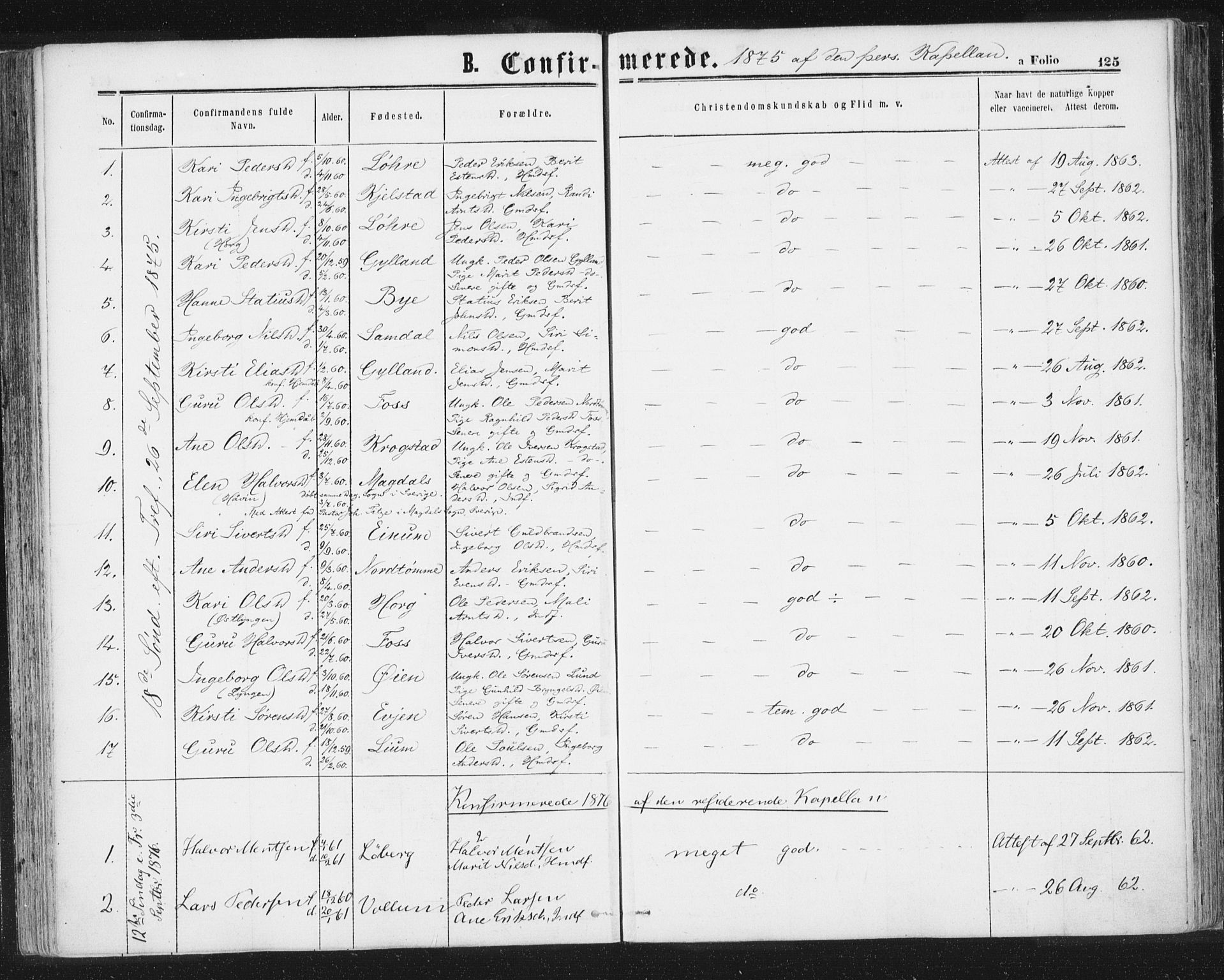 Ministerialprotokoller, klokkerbøker og fødselsregistre - Sør-Trøndelag, SAT/A-1456/692/L1104: Parish register (official) no. 692A04, 1862-1878, p. 125