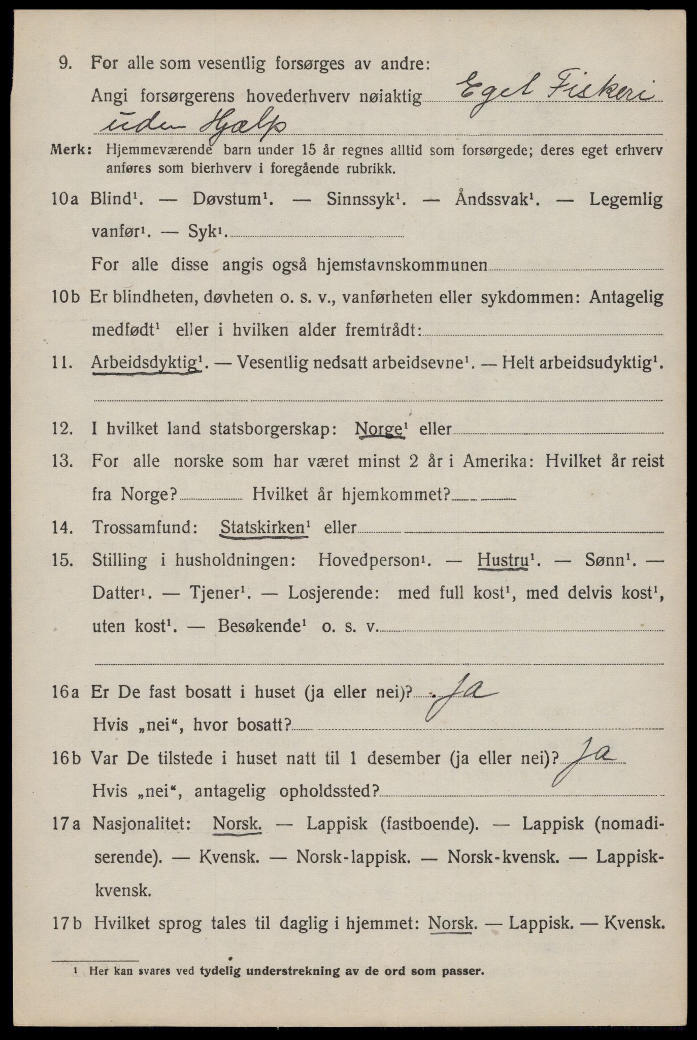 SAT, 1920 census for Moskenes, 1920, p. 2691