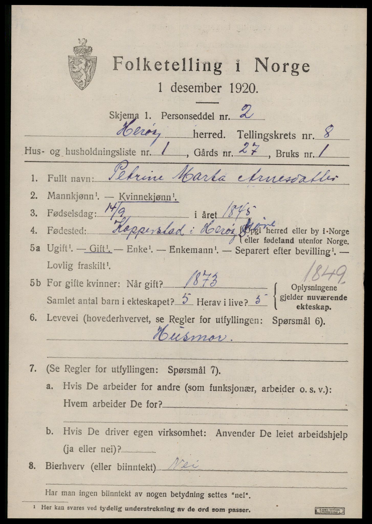 SAT, 1920 census for Herøy (MR), 1920, p. 4719