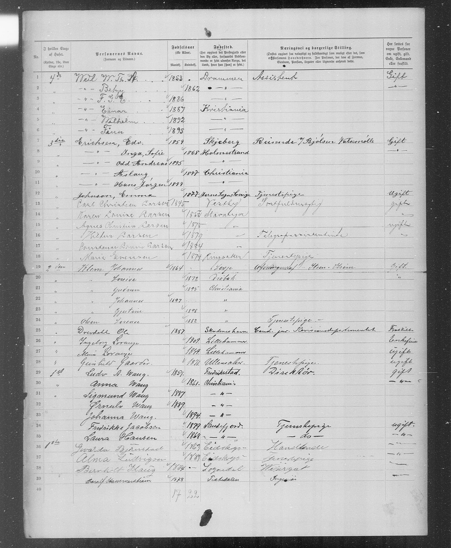 OBA, Municipal Census 1899 for Kristiania, 1899, p. 3848