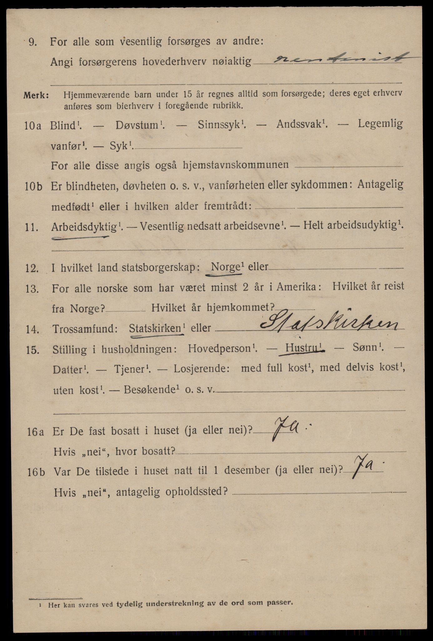 SAST, 1920 census for Stavanger, 1920, p. 108885