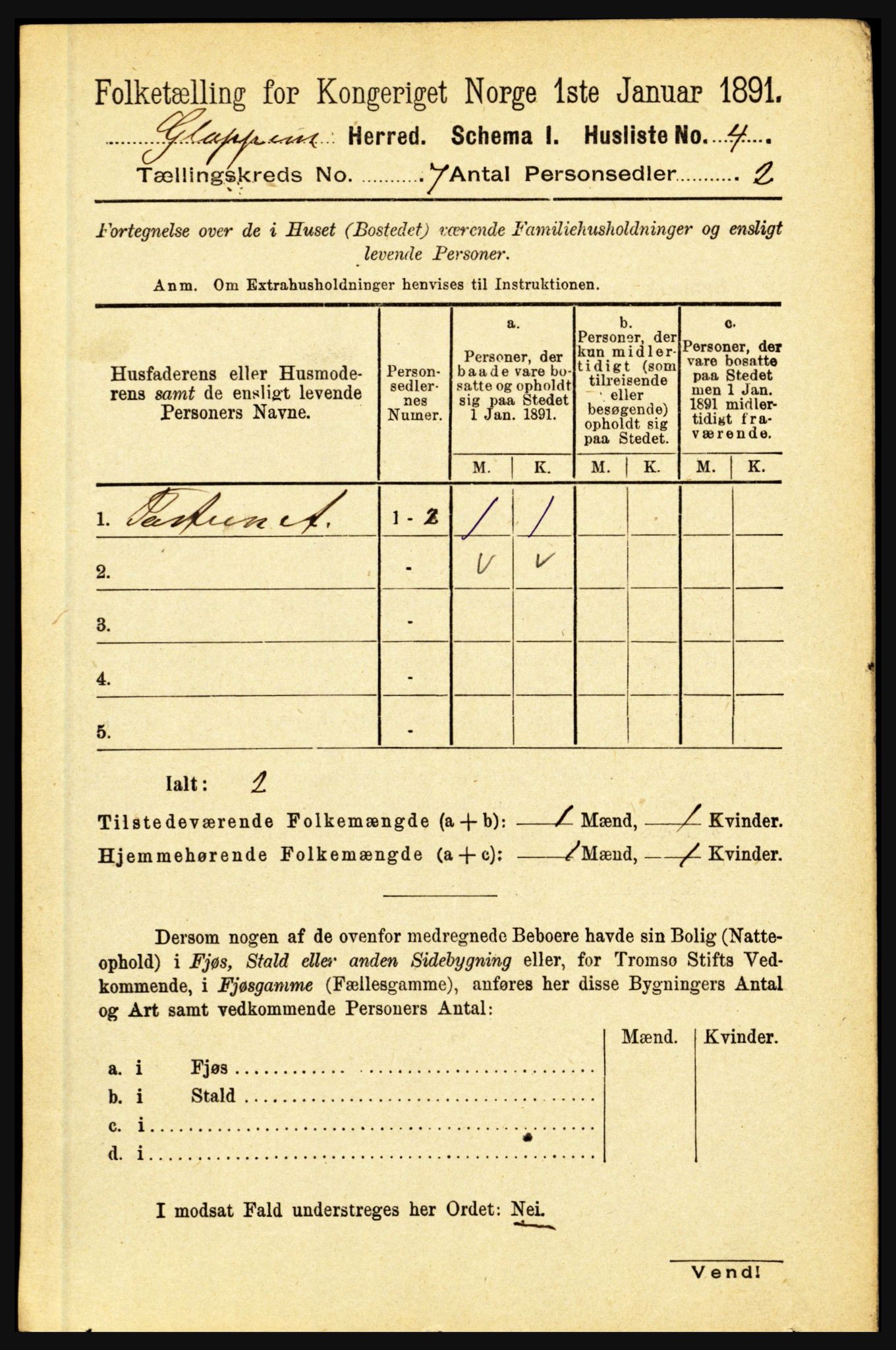 RA, 1891 census for 1445 Gloppen, 1891, p. 2586