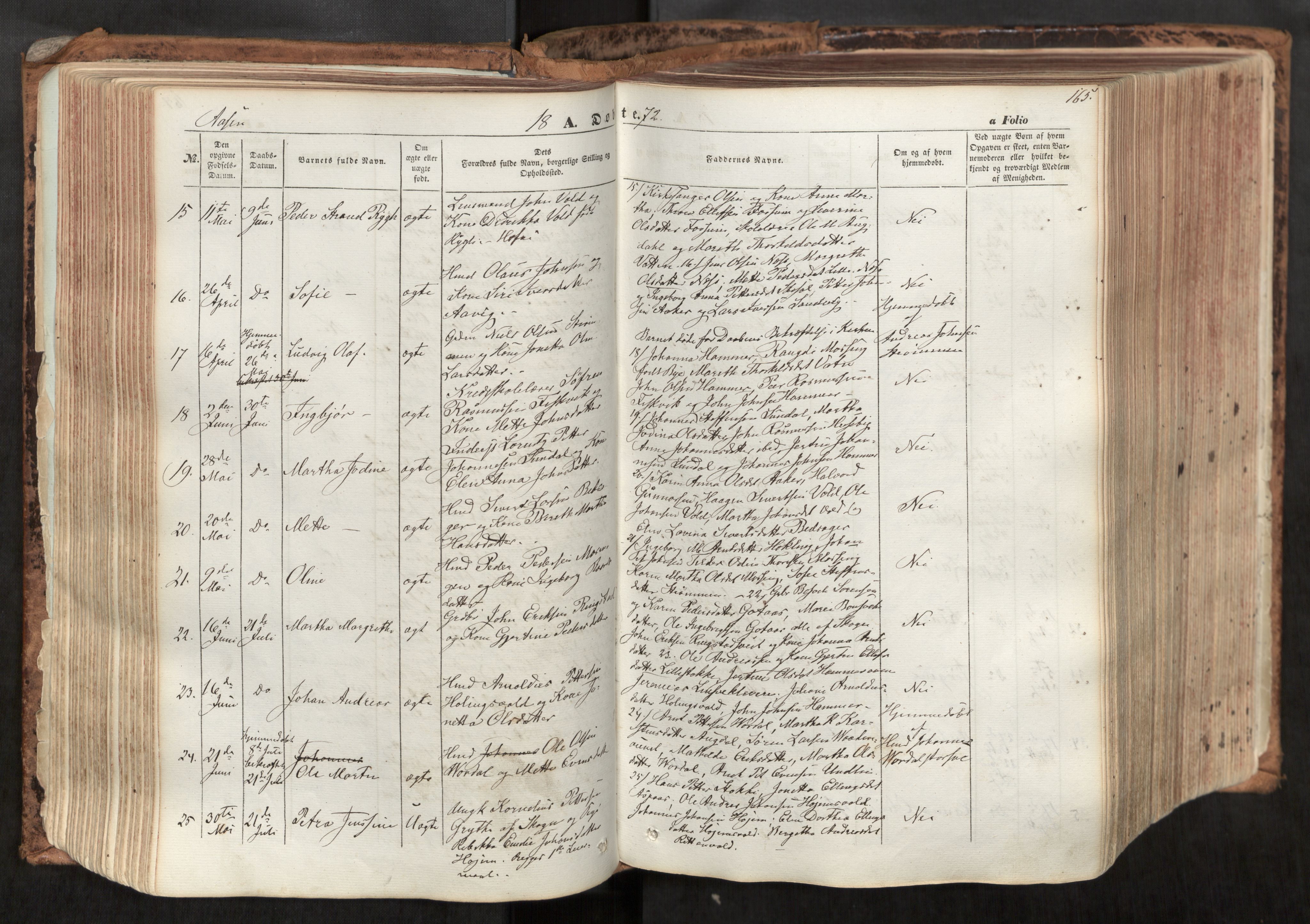 Ministerialprotokoller, klokkerbøker og fødselsregistre - Nord-Trøndelag, SAT/A-1458/713/L0116: Parish register (official) no. 713A07, 1850-1877, p. 165