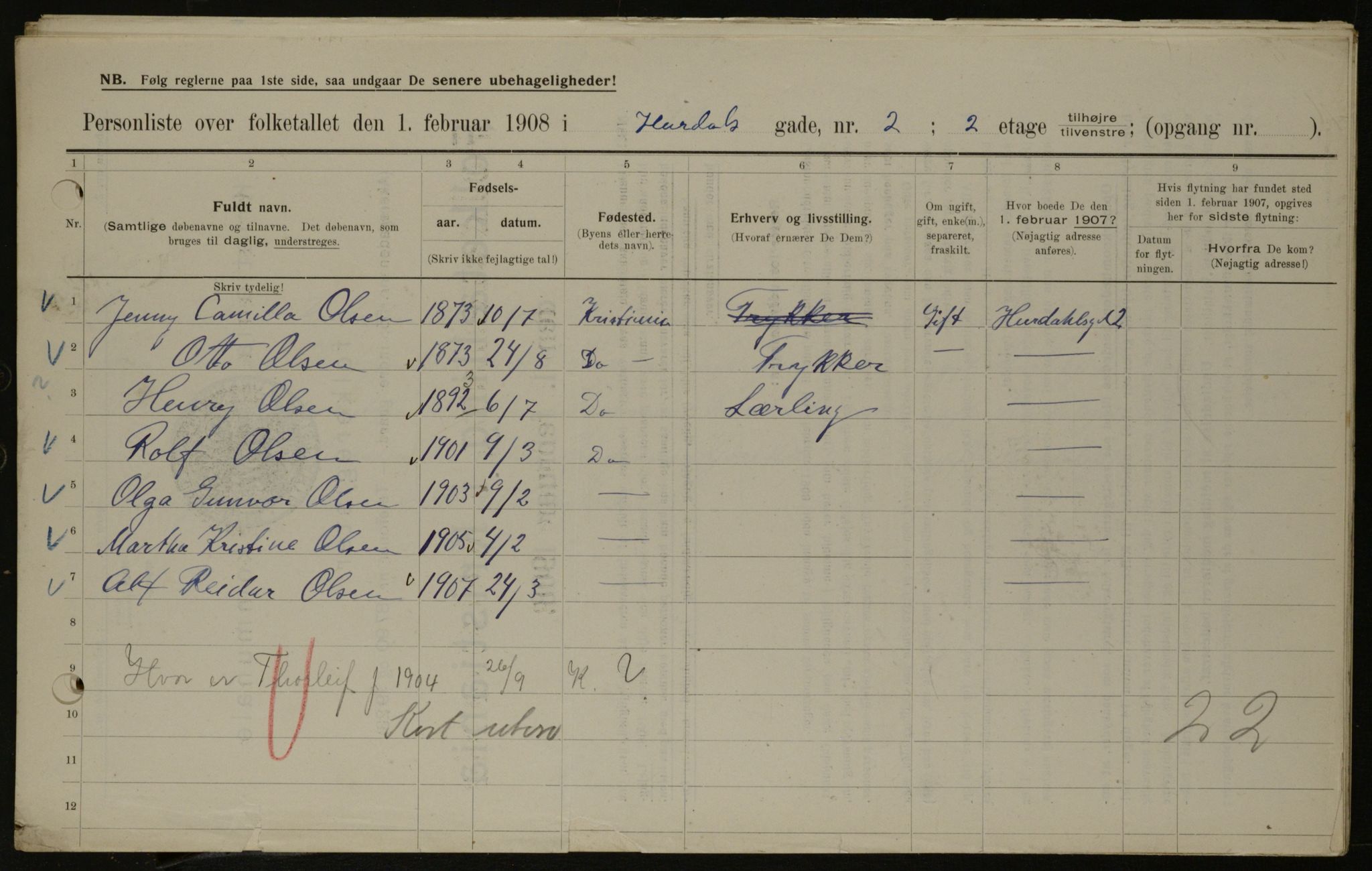 OBA, Municipal Census 1908 for Kristiania, 1908, p. 37947