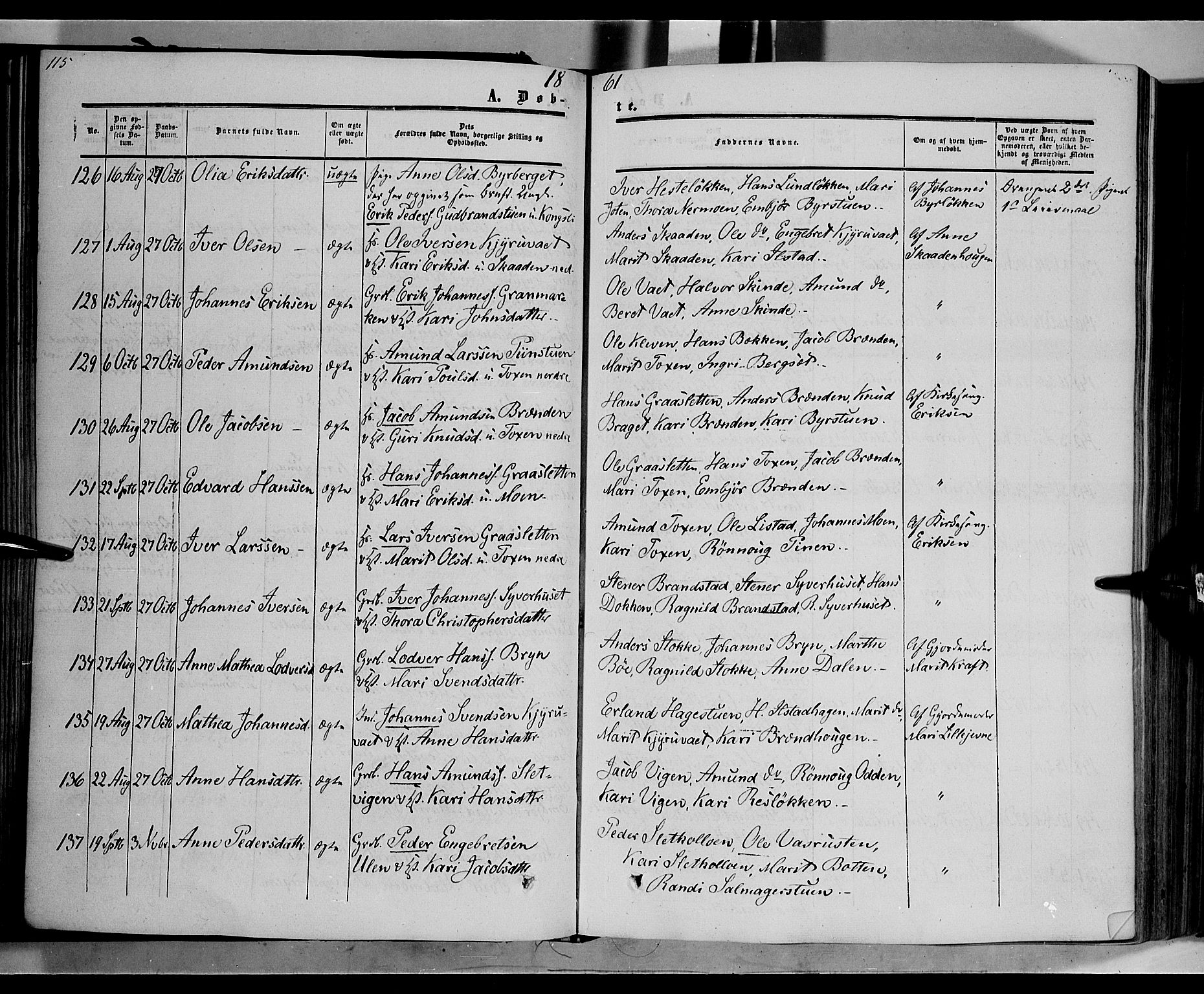 Nord-Fron prestekontor, AV/SAH-PREST-080/H/Ha/Haa/L0001: Parish register (official) no. 1, 1851-1864, p. 115