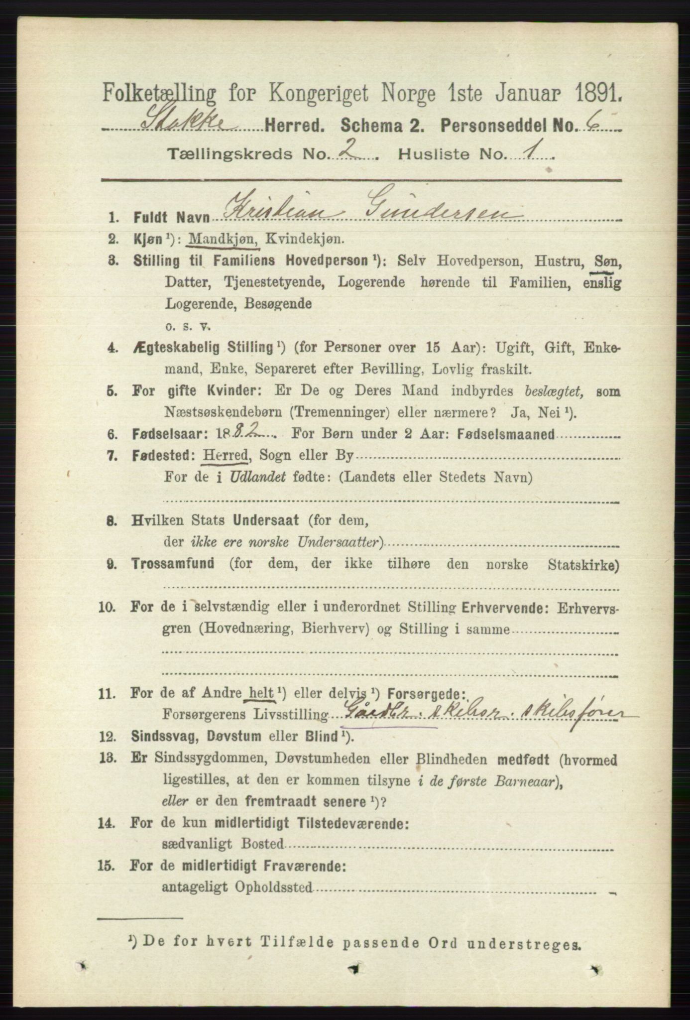 RA, 1891 census for 0720 Stokke, 1891, p. 951