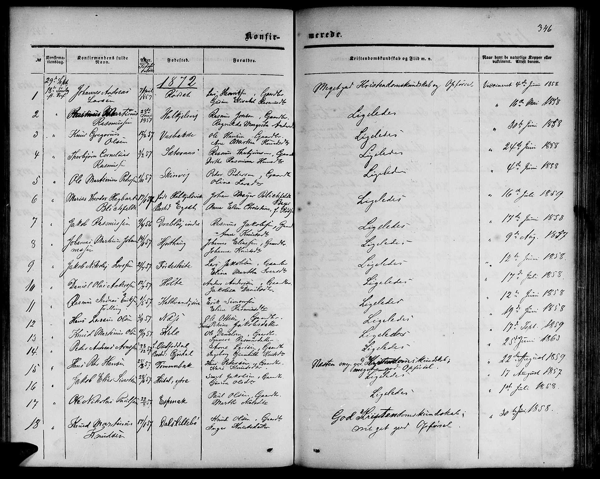 Ministerialprotokoller, klokkerbøker og fødselsregistre - Møre og Romsdal, SAT/A-1454/511/L0157: Parish register (copy) no. 511C03, 1864-1884, p. 346