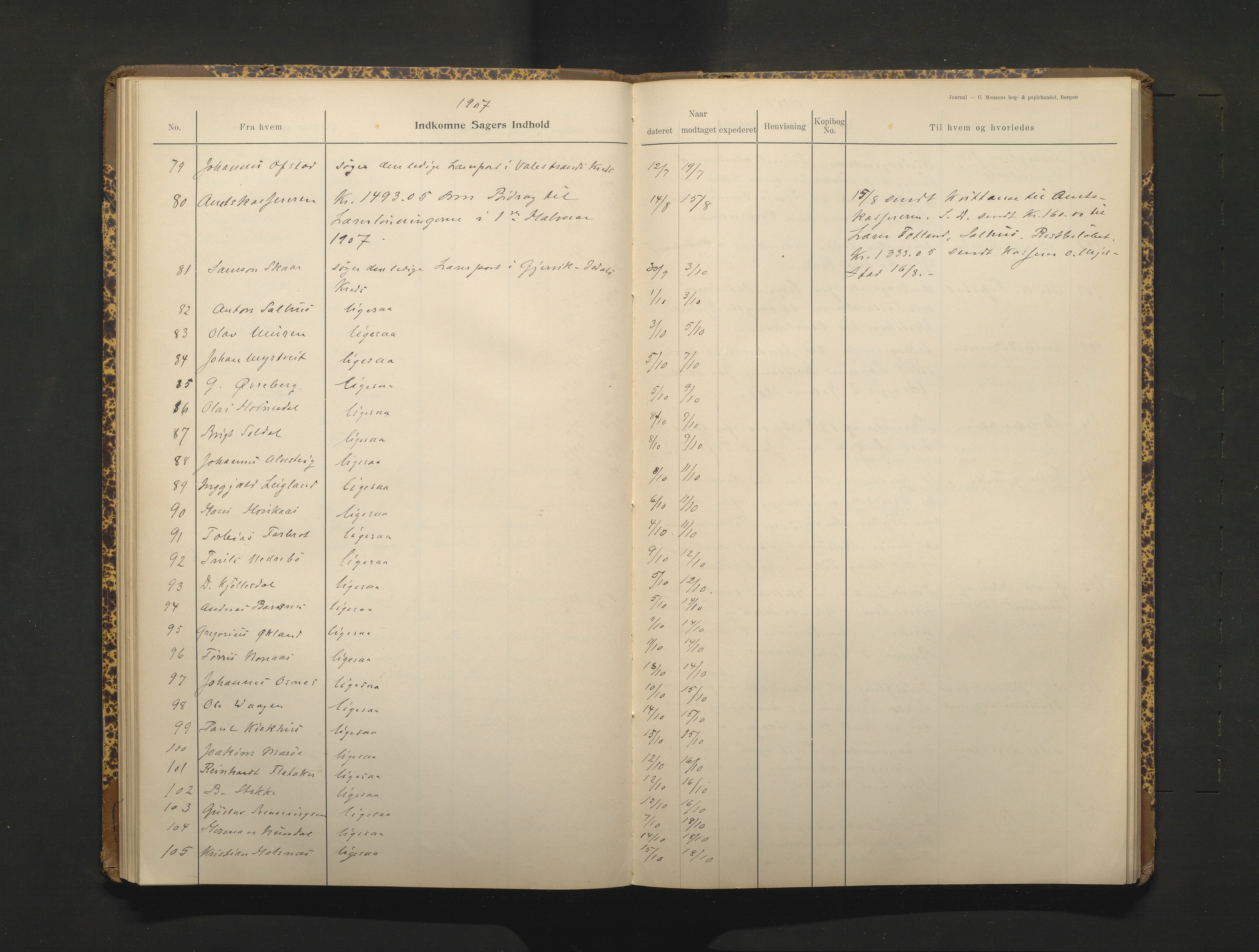 Hamre kommune. Skulestyret, IKAH/1254-211/C/Ca/L0003: Postjournal for Hamre skulestyre, 1901-1916