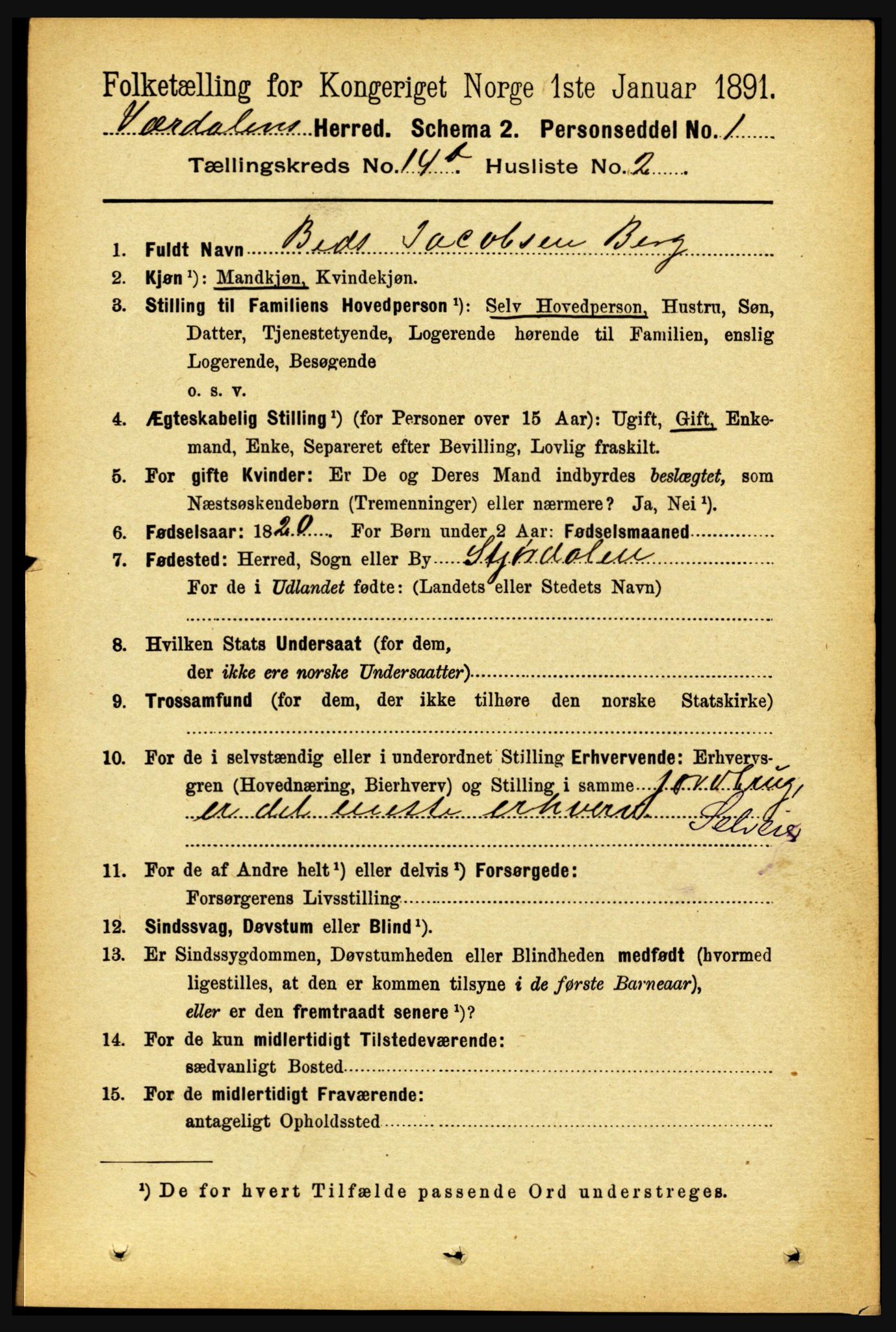 RA, 1891 census for 1721 Verdal, 1891, p. 7370