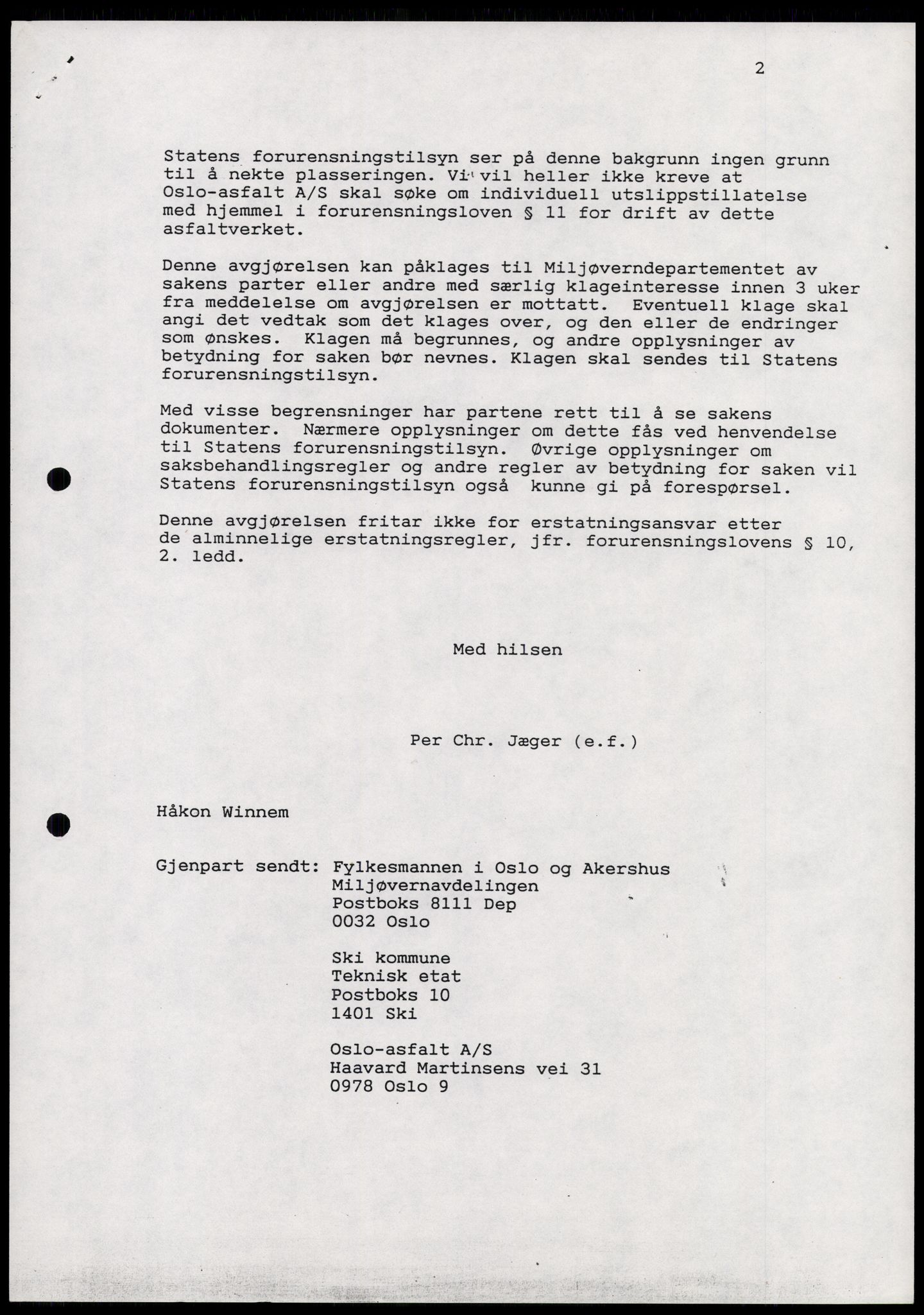 Statens forurensningstilsyn, hovedkontoret, AV/RA-S-4136/1/D/Da/L0493: Konsesjonssaker, 1985-1993, p. 213