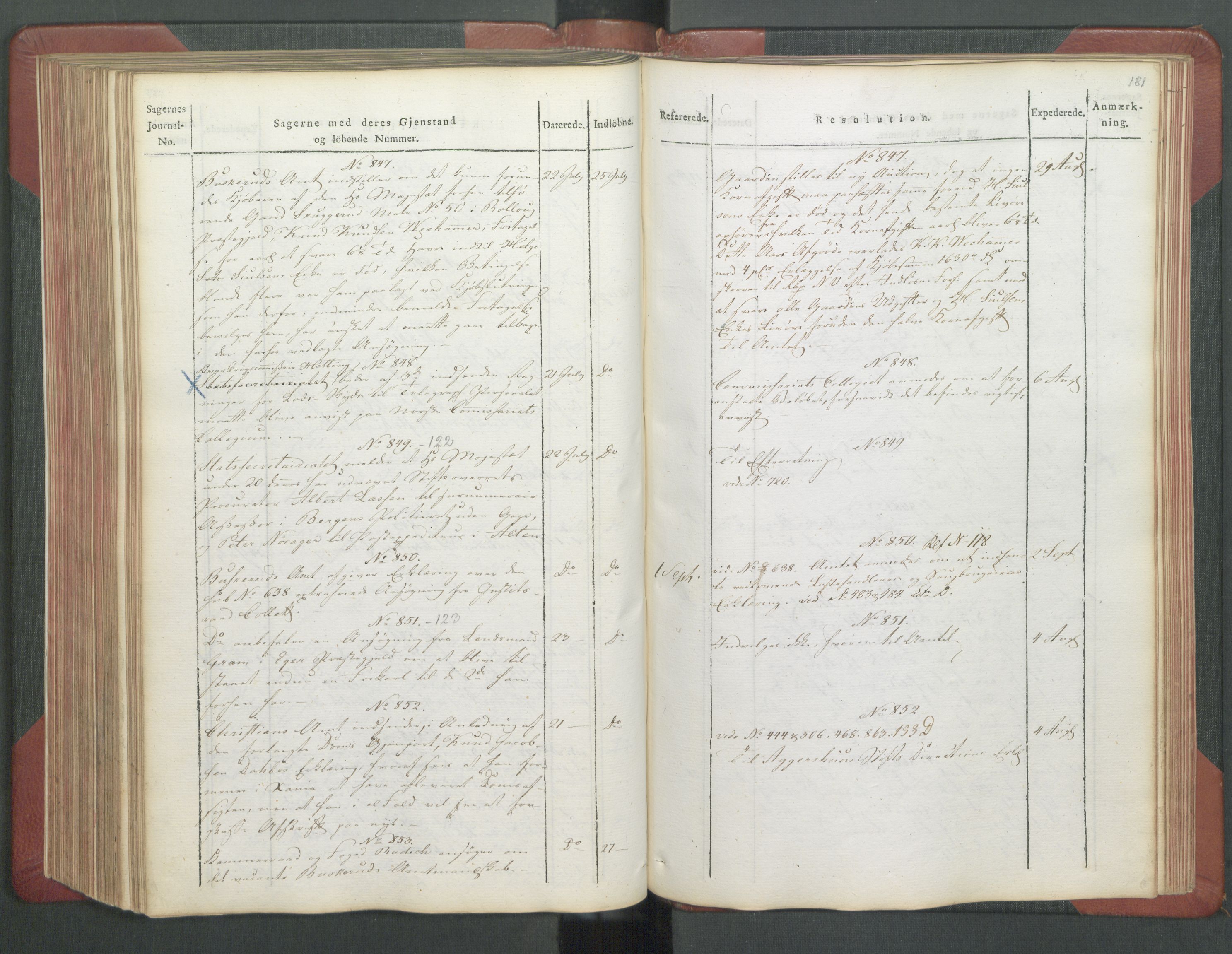 Departementene i 1814, AV/RA-S-3899/Fb/L0029: Journal A 1-900 (ekstraktprotokoll), 1814, p. 181