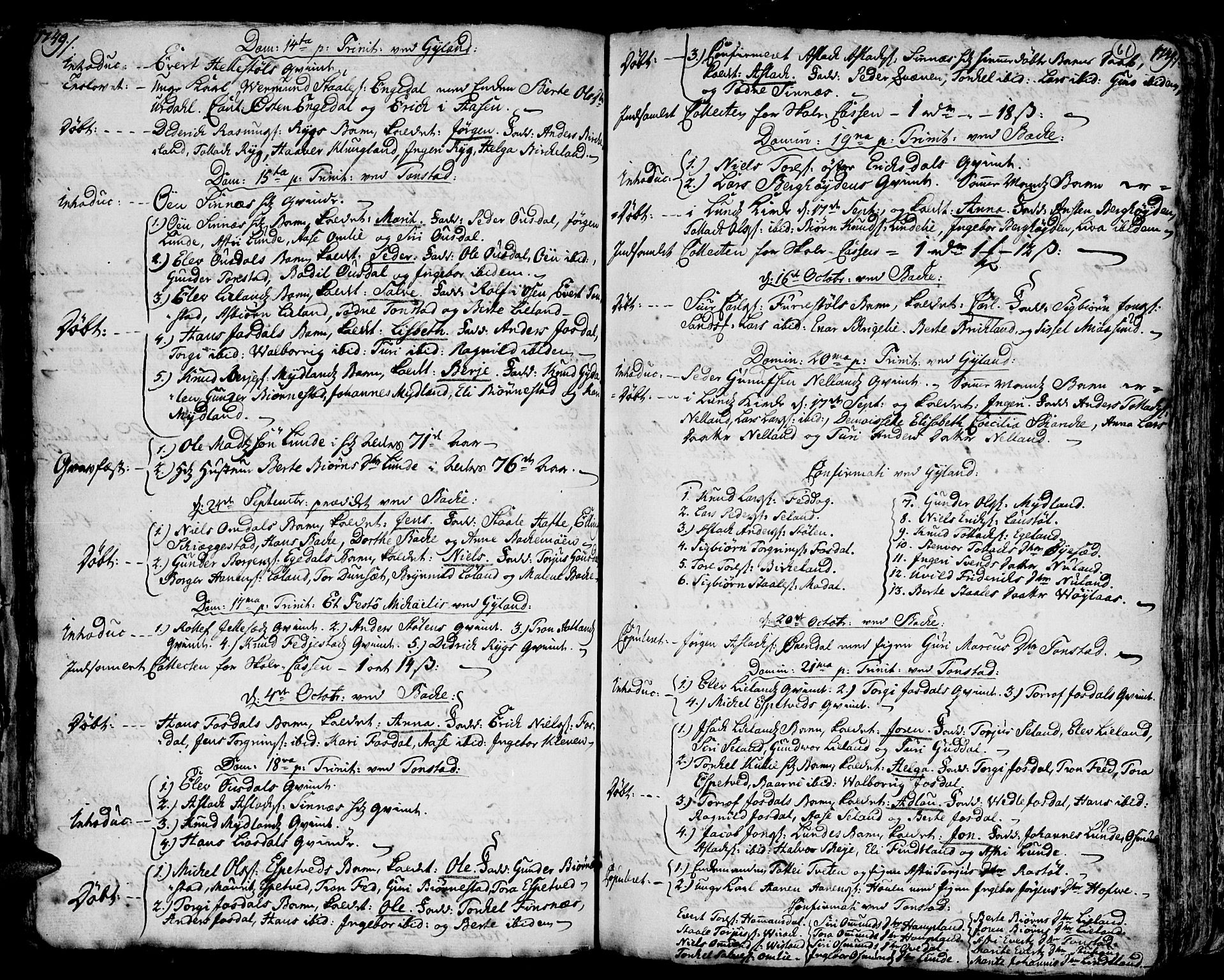 Bakke sokneprestkontor, AV/SAK-1111-0002/F/Fa/Faa/L0001: Parish register (official) no. A 1, 1741-1780, p. 61