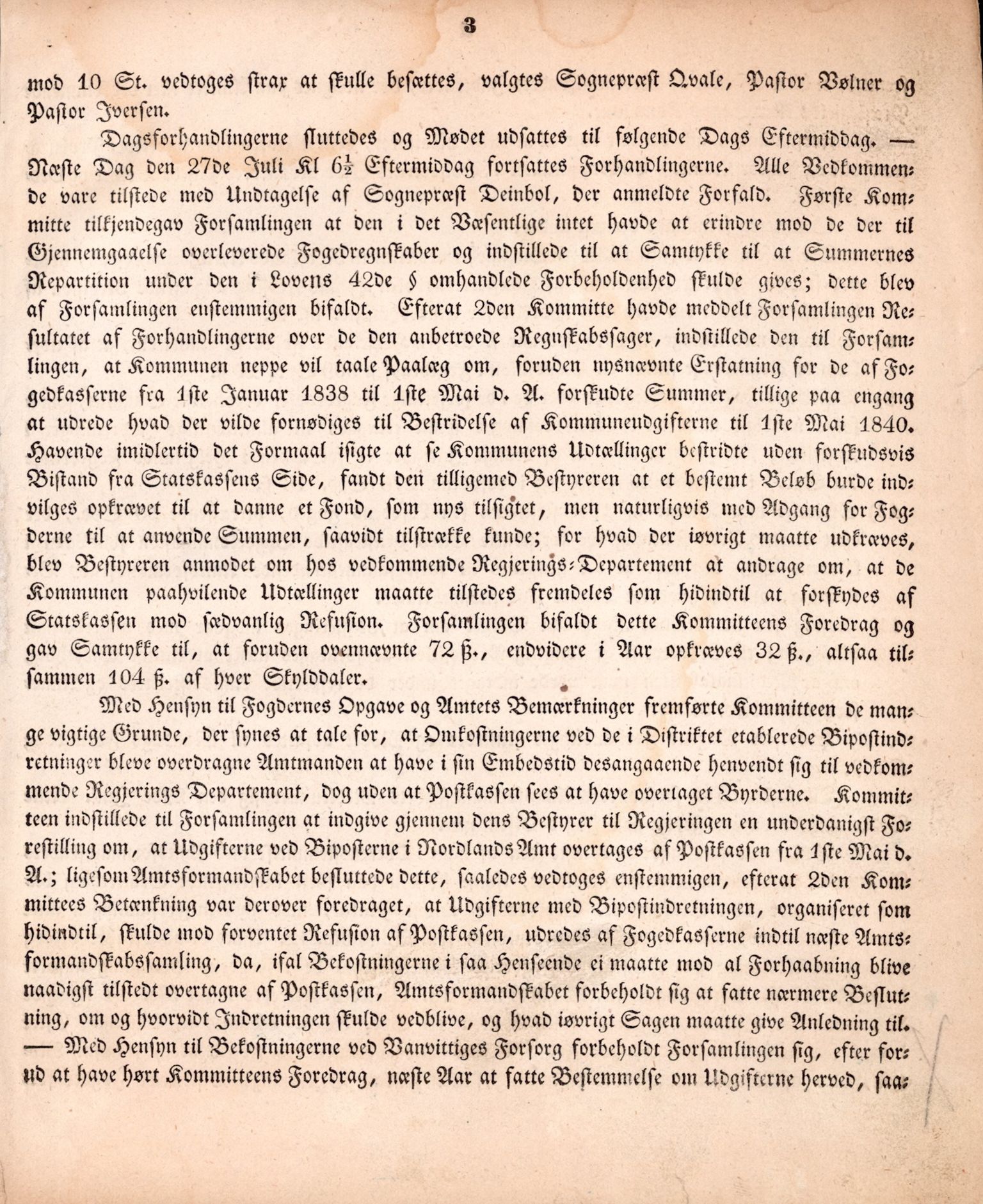 Nordland Fylkeskommune. Fylkestinget, AIN/NFK-17/176/A/Ac/L0002: Fylkestingsforhandlinger 1839-1848, 1839-1848