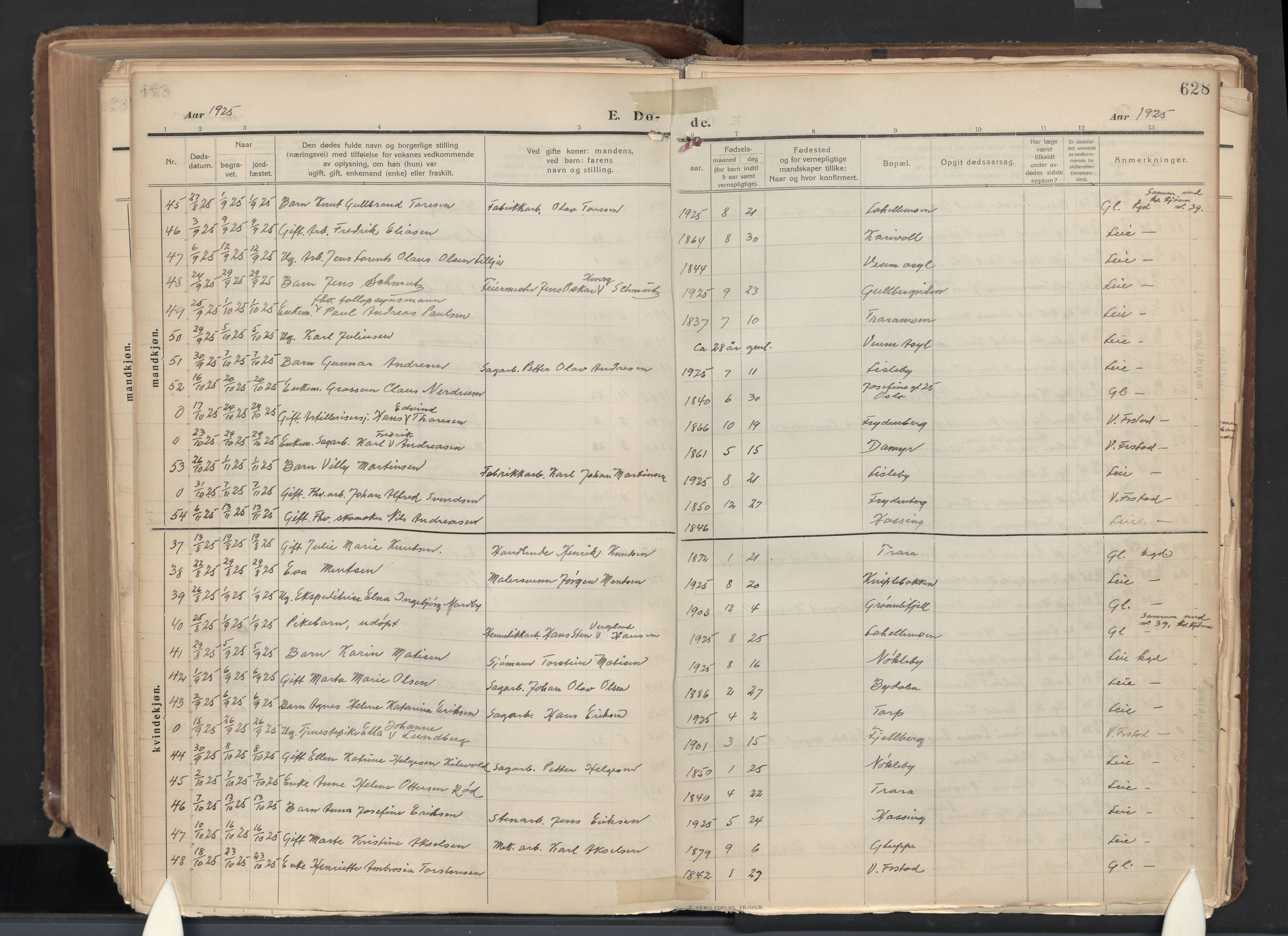 Glemmen prestekontor Kirkebøker, SAO/A-10908/G/Ga/L0007: Parish register (copy) no. 7, 1909-1930, p. 628