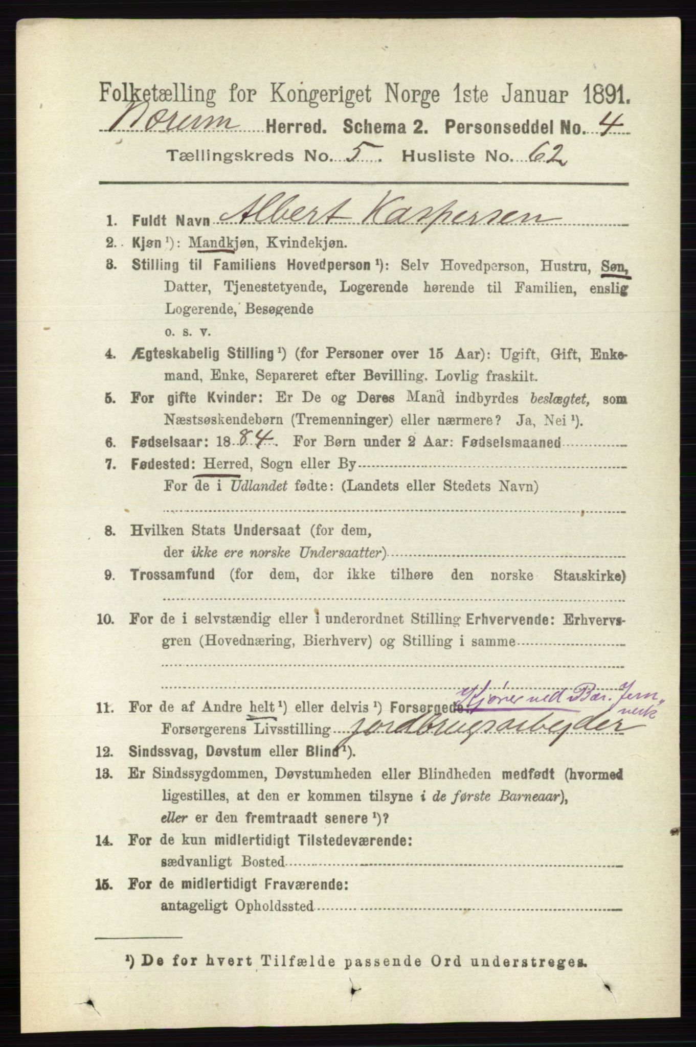 RA, 1891 census for 0219 Bærum, 1891, p. 3408