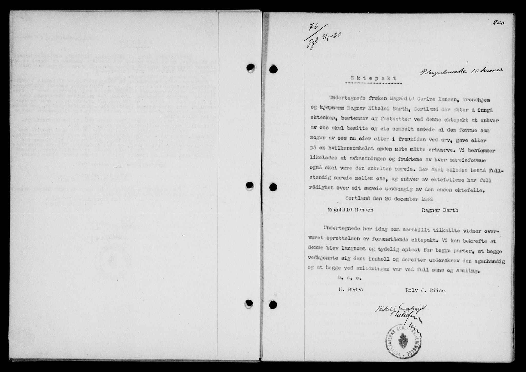 Vesterålen sorenskriveri, SAT/A-4180/1/2/2Ca/L0050: Mortgage book no. 43, 1929-1930, Deed date: 09.01.1930