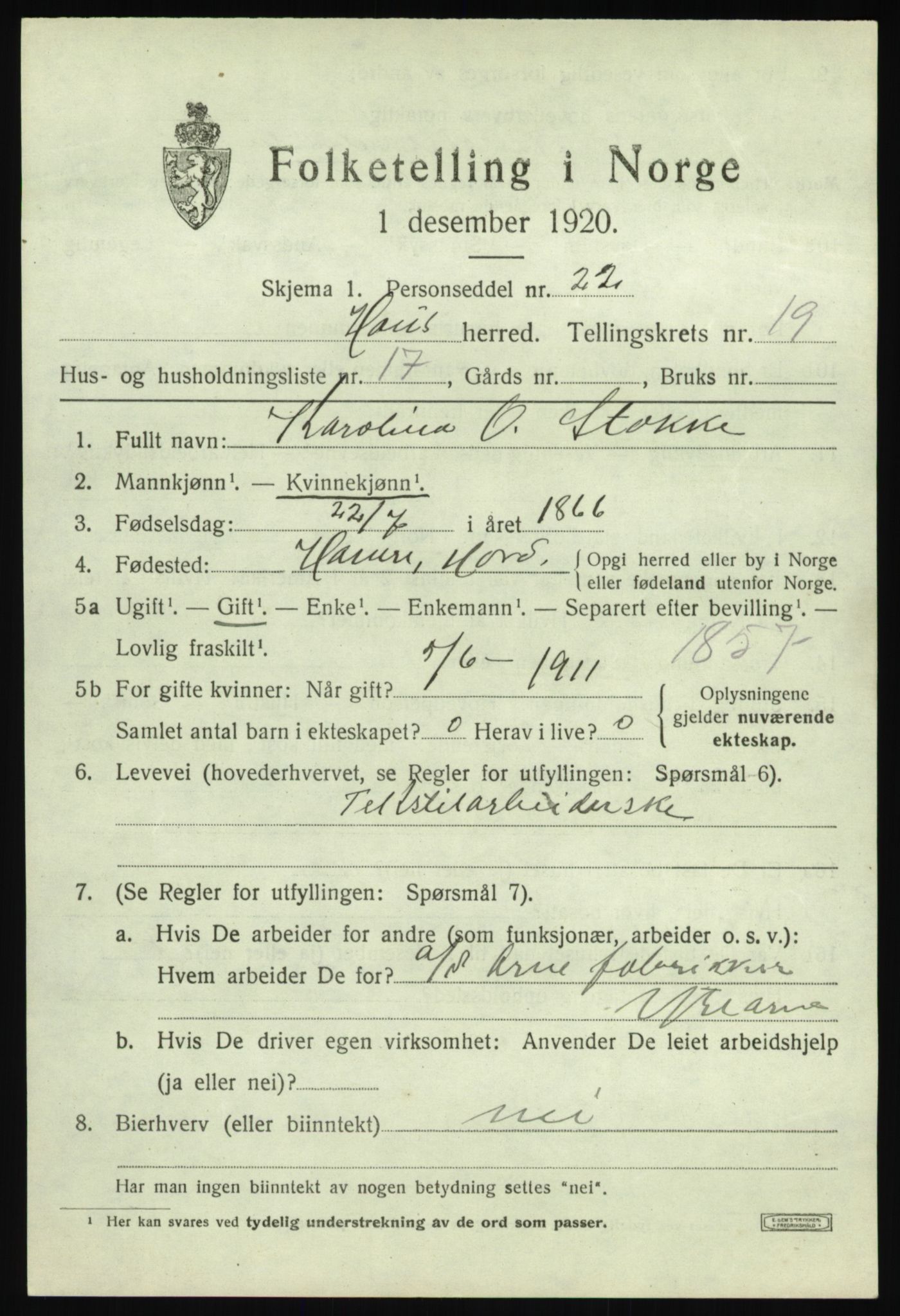 SAB, 1920 census for Haus, 1920, p. 12600