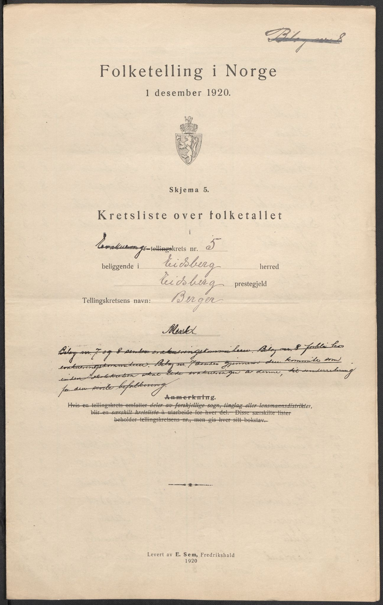 SAO, 1920 census for Eidsberg, 1920, p. 17