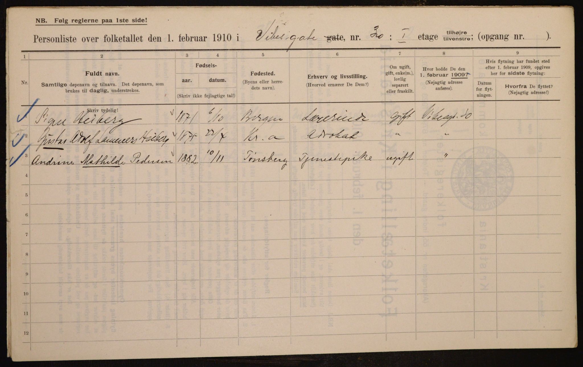 OBA, Municipal Census 1910 for Kristiania, 1910, p. 117076
