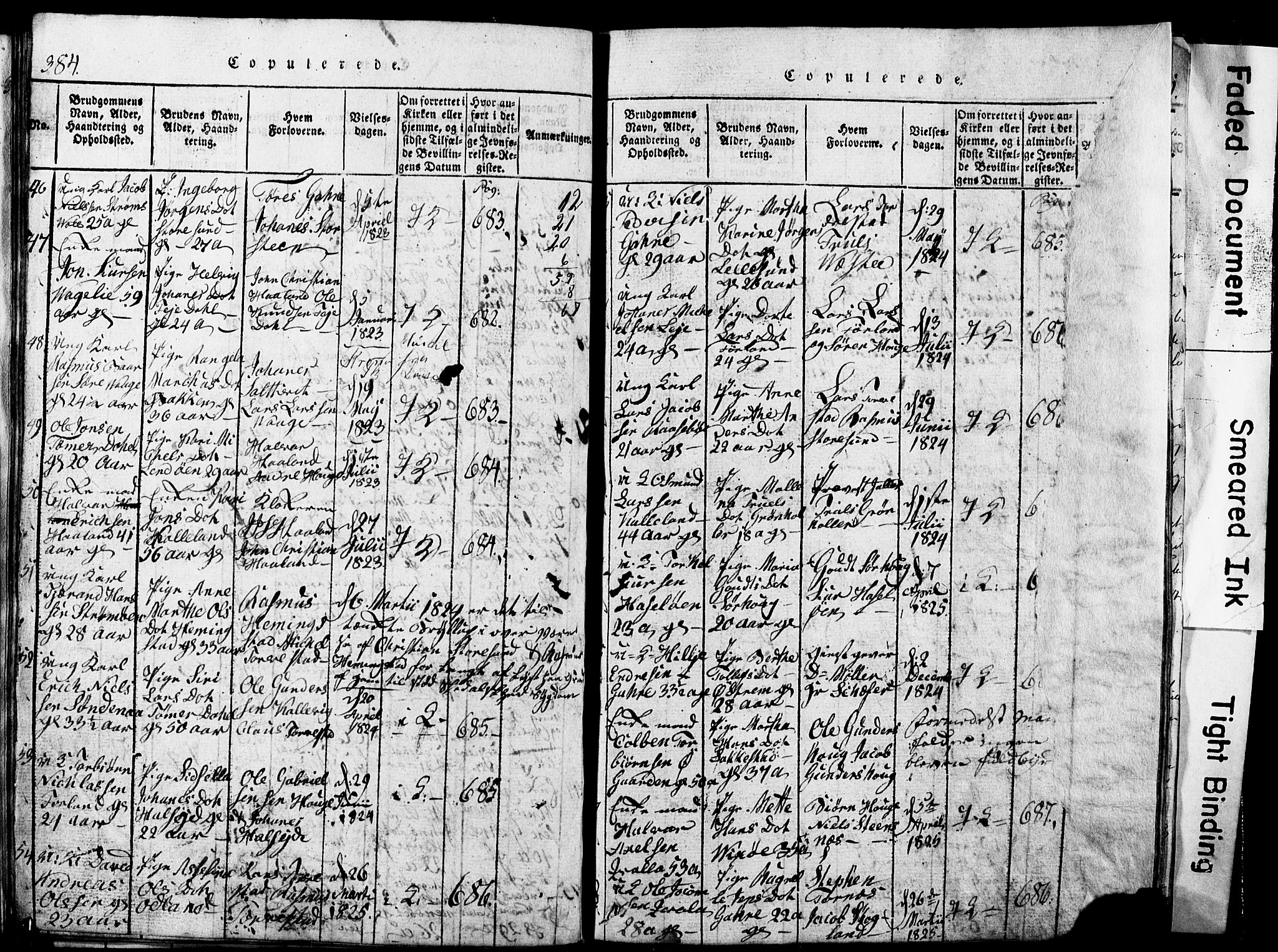 Torvastad sokneprestkontor, SAST/A -101857/H/Ha/Hab/L0002: Parish register (copy) no. B 2, 1817-1834, p. 384-385