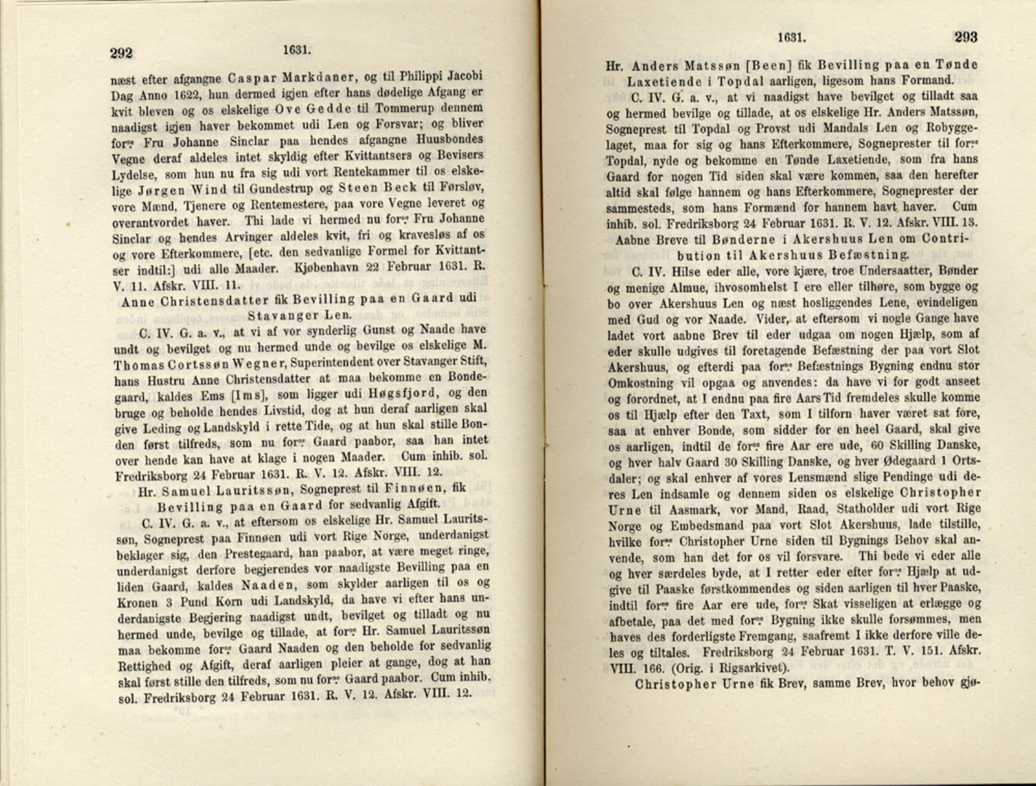 Publikasjoner utgitt av Det Norske Historiske Kildeskriftfond, PUBL/-/-/-: Norske Rigs-Registranter, bind 6, 1628-1634, p. 292-293