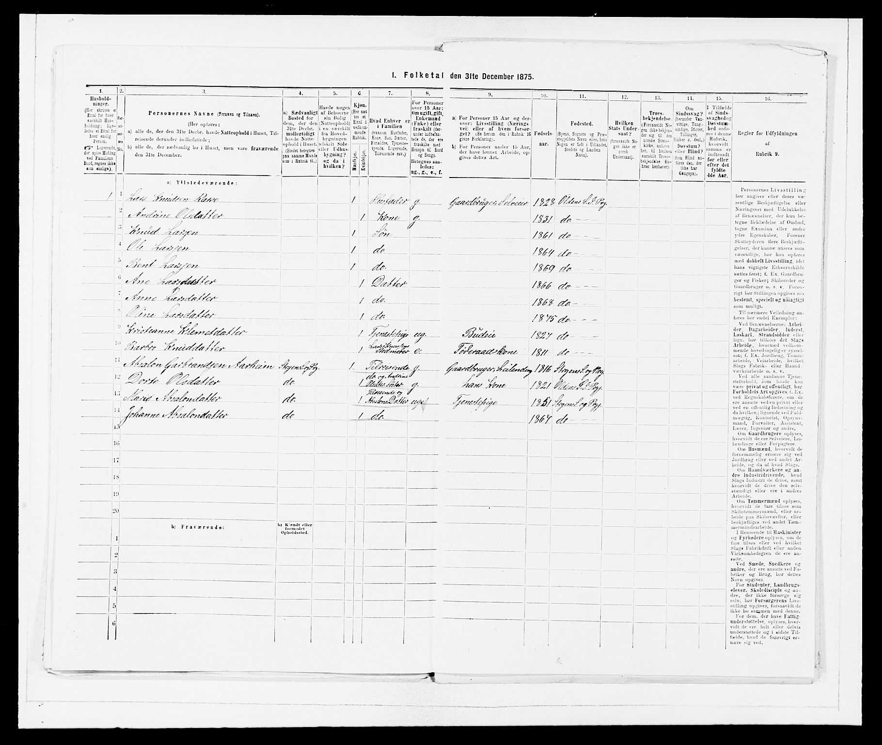 SAB, 1875 Census for 1447P Innvik, 1875, p. 623