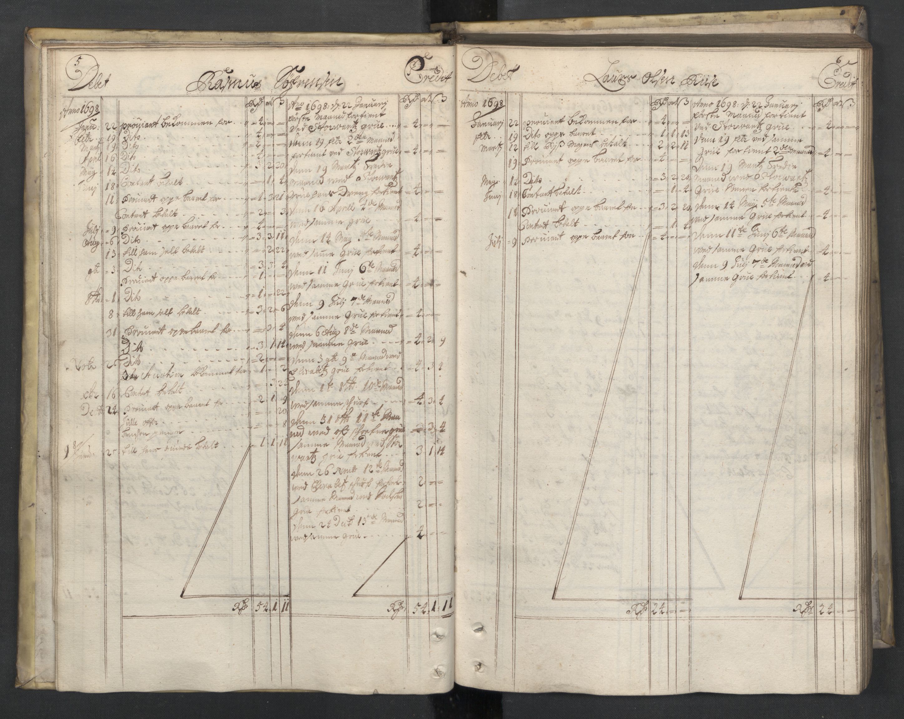 Røros kobberverk, AV/SAT-PA-0211/1/08/L0331: 8.3.9 Månedsfolkenes avlønning, 1698, p. 5-6