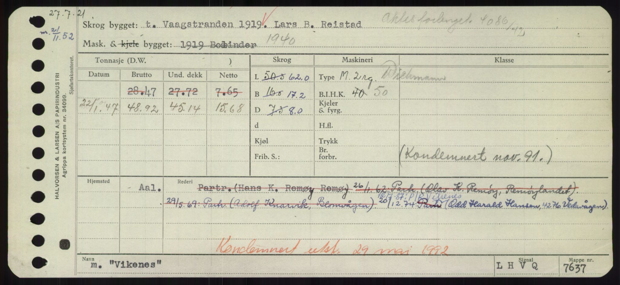 Sjøfartsdirektoratet med forløpere, Skipsmålingen, RA/S-1627/H/Hd/L0041: Fartøy, Vi-Ås, p. 129