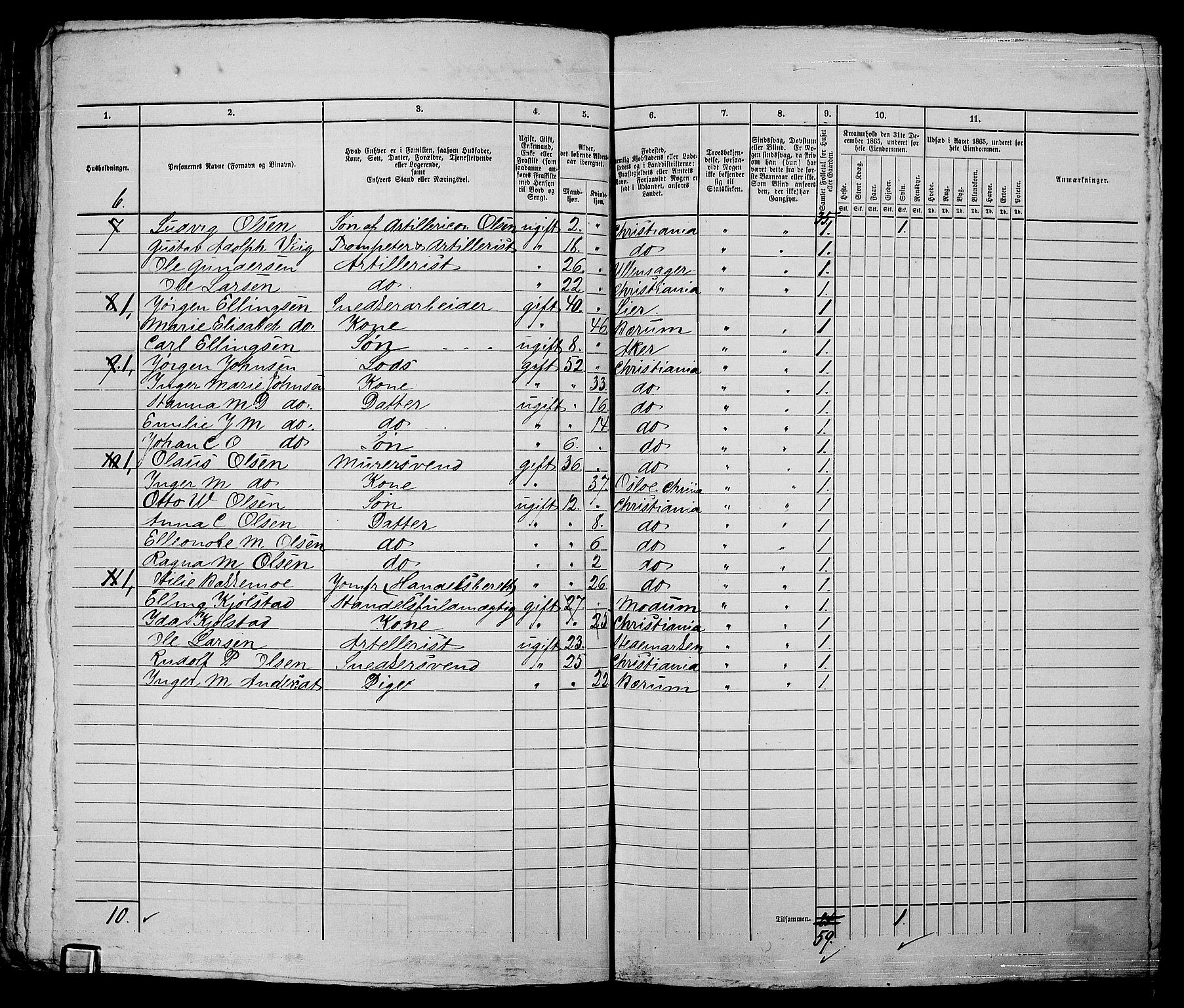 RA, 1865 census for Kristiania, 1865, p. 2890