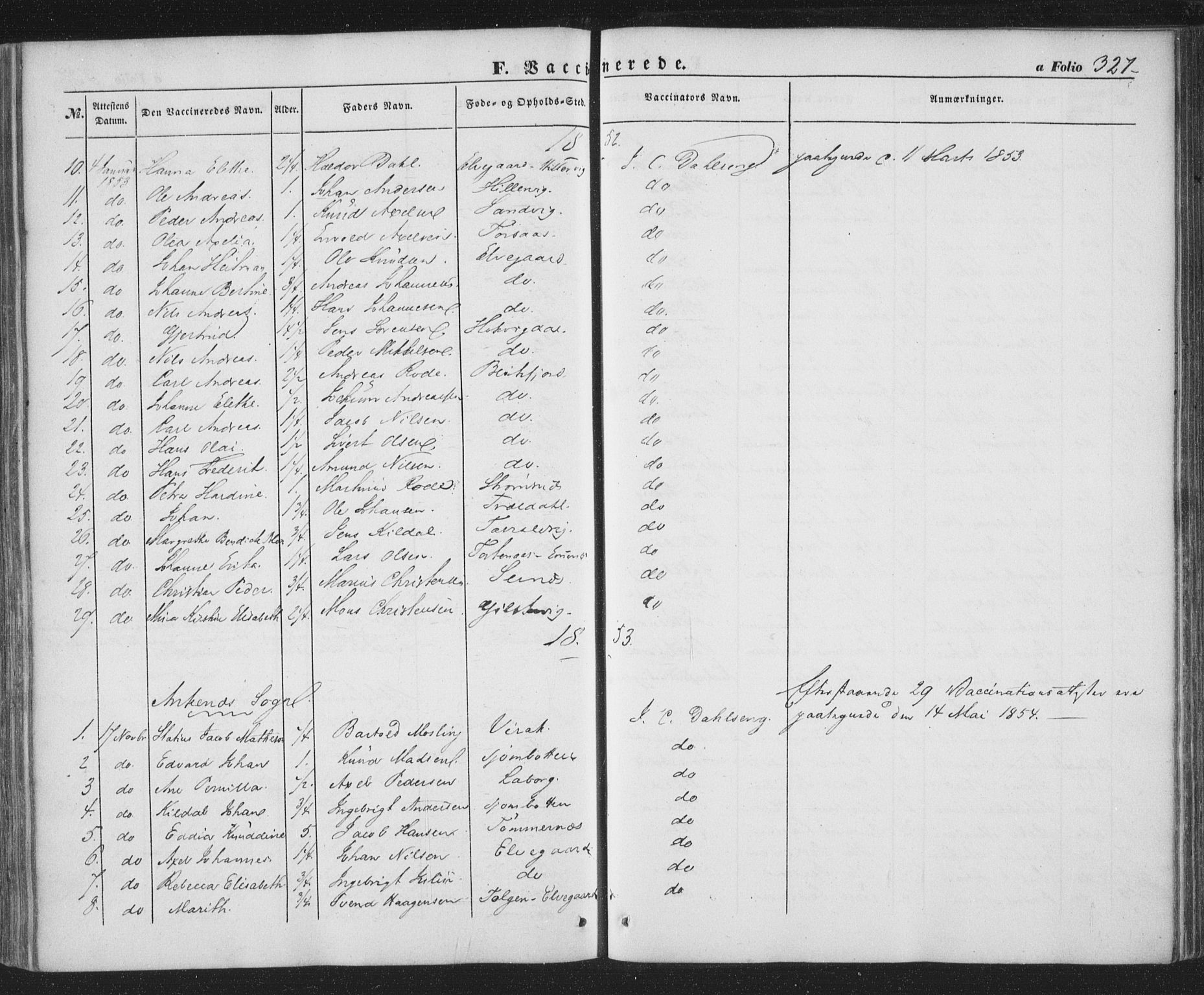 Ministerialprotokoller, klokkerbøker og fødselsregistre - Nordland, SAT/A-1459/863/L0895: Parish register (official) no. 863A07, 1851-1860, p. 327
