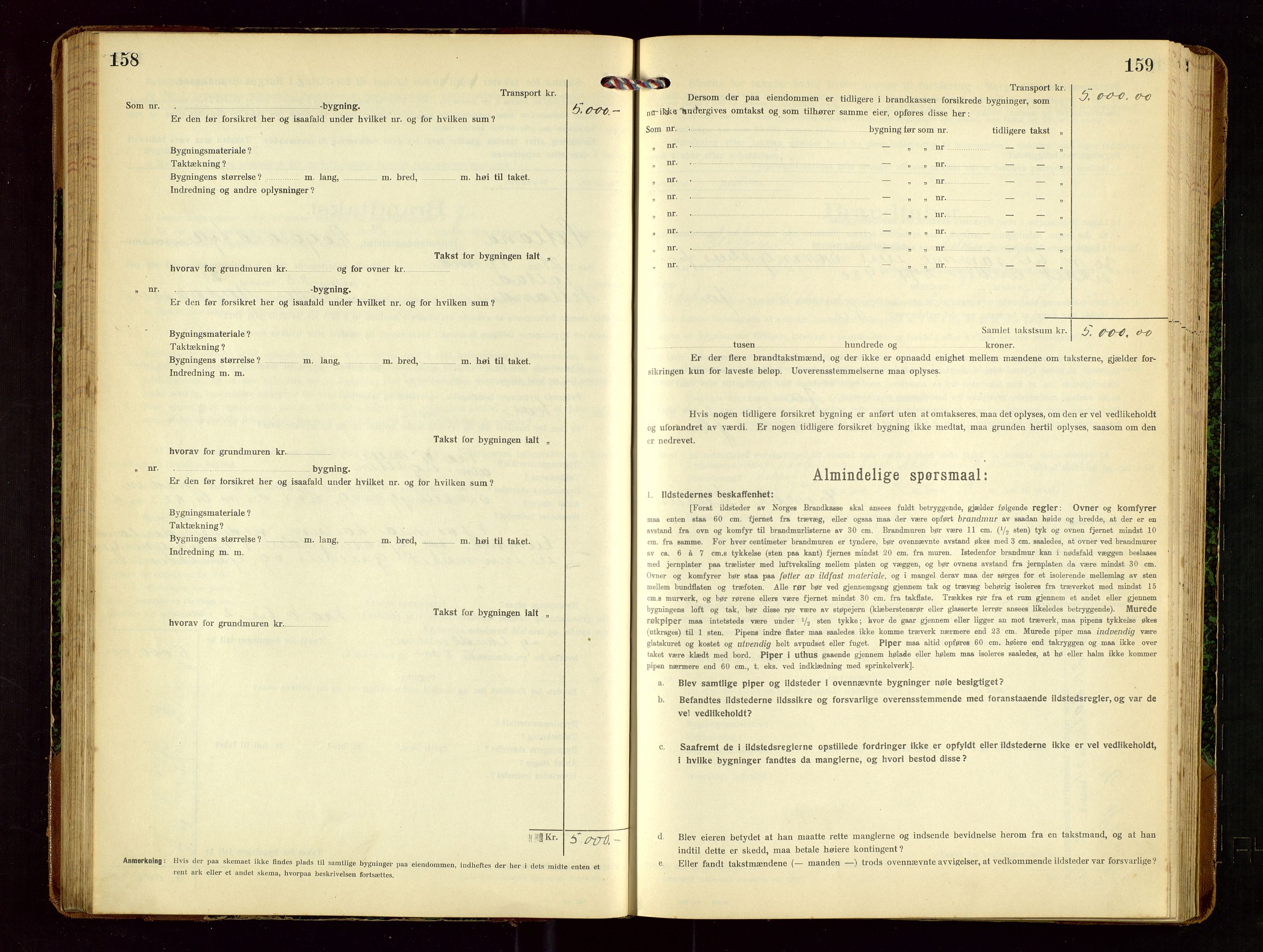 Hetland lensmannskontor, SAST/A-100101/Gob/L0002: "Brandtakstprotokol", 1918-1932, p. 158-159
