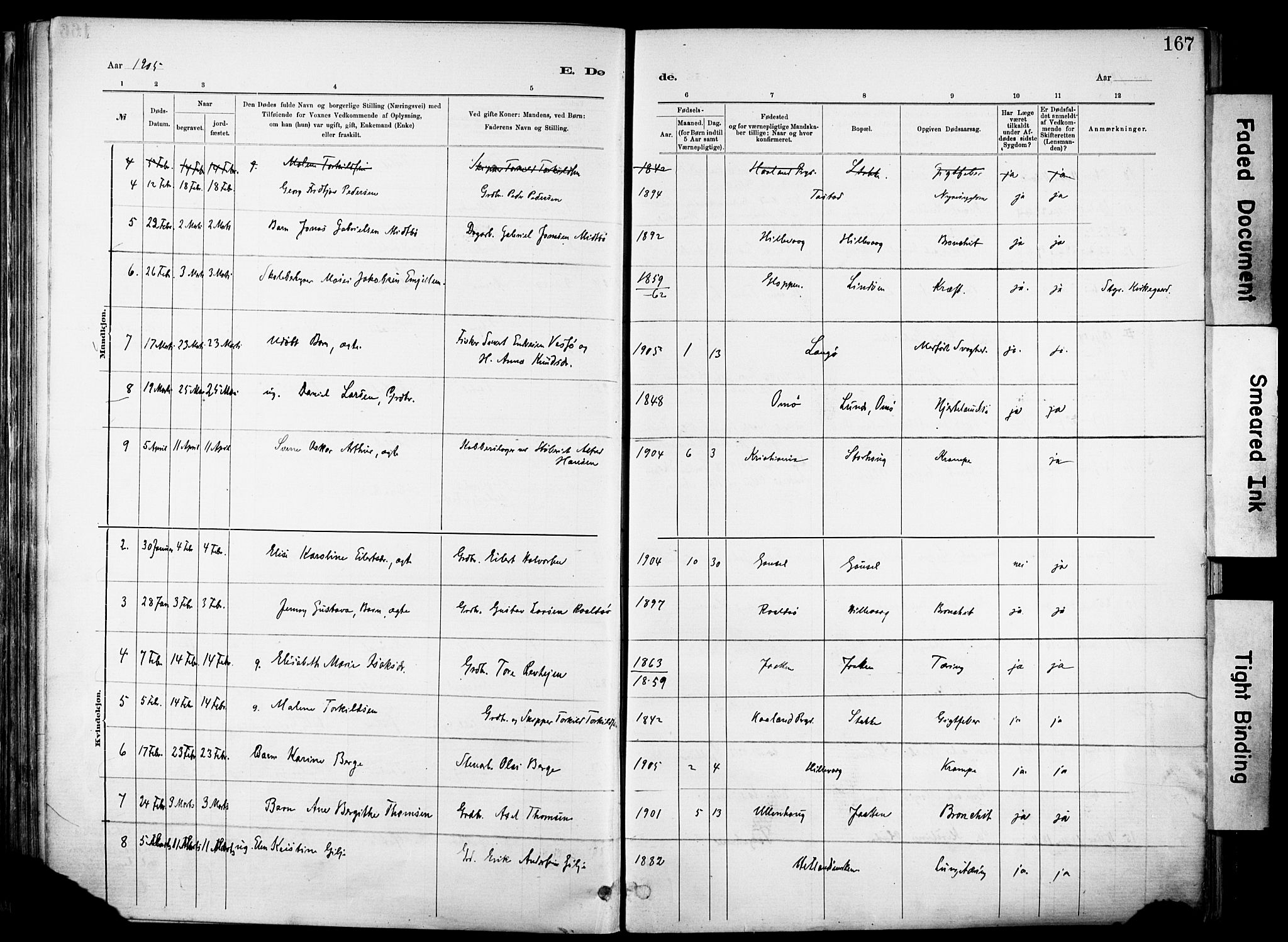 Hetland sokneprestkontor, AV/SAST-A-101826/30/30BA/L0012: Parish register (official) no. A 12, 1882-1912, p. 167