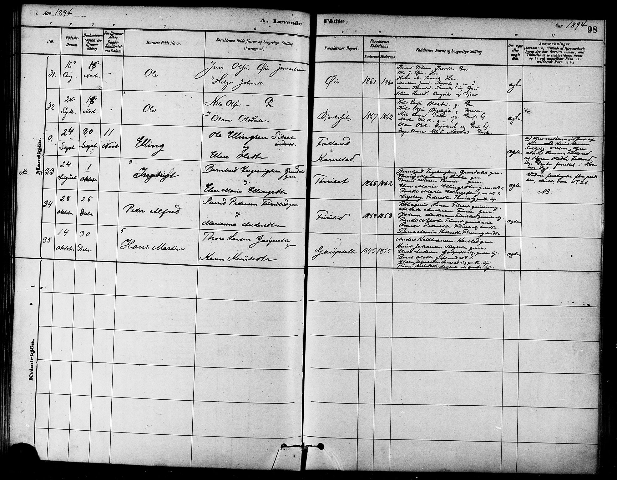 Ministerialprotokoller, klokkerbøker og fødselsregistre - Møre og Romsdal, AV/SAT-A-1454/584/L0967: Parish register (official) no. 584A07, 1879-1894, p. 98