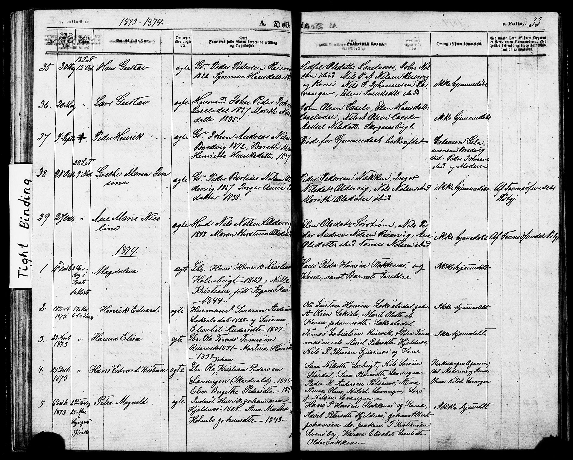 Lyngen sokneprestembete, AV/SATØ-S-1289/H/He/Heb/L0006klokker: Parish register (copy) no. 6, 1864-1881, p. 33