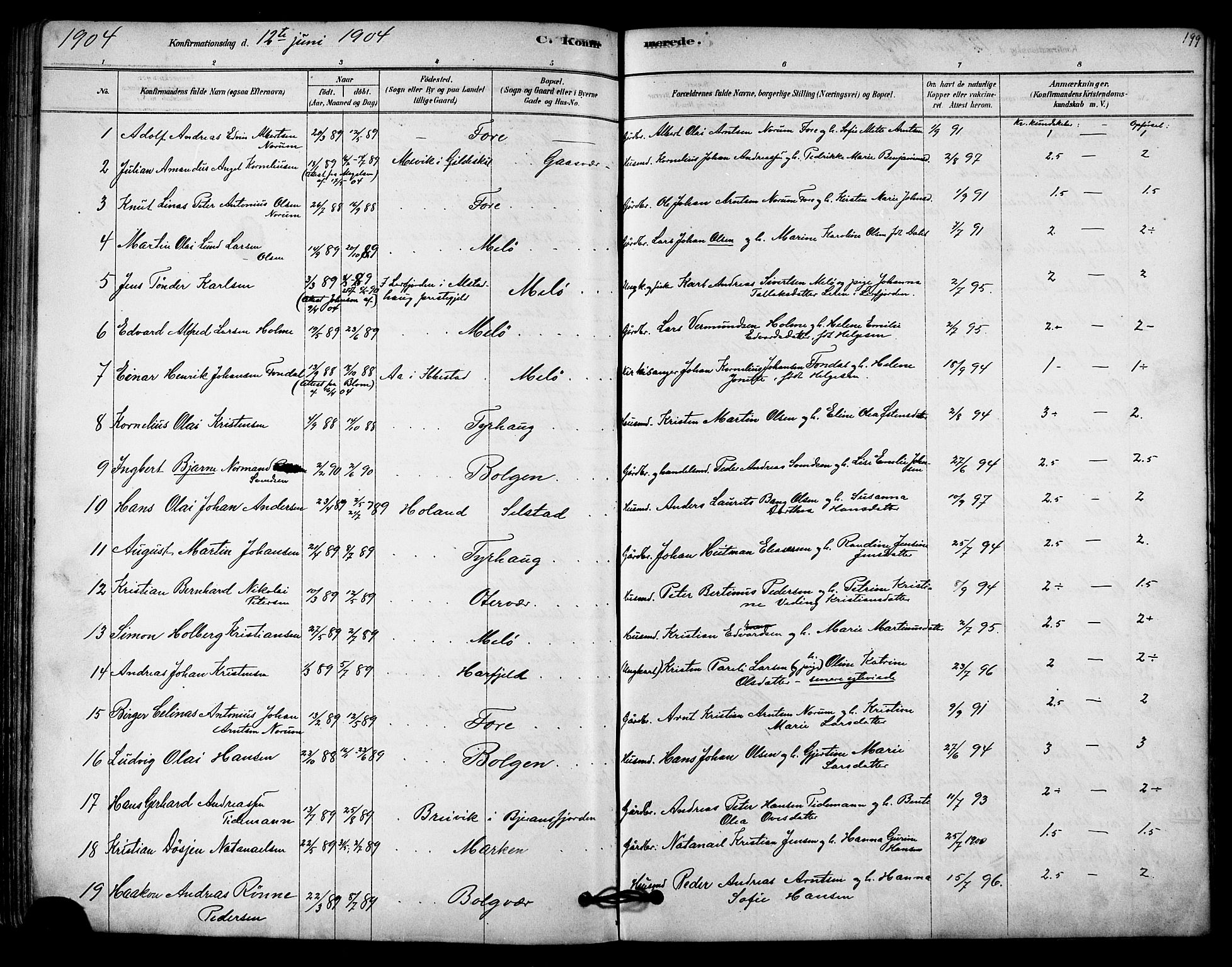 Ministerialprotokoller, klokkerbøker og fødselsregistre - Nordland, SAT/A-1459/843/L0626: Parish register (official) no. 843A01, 1878-1907, p. 199
