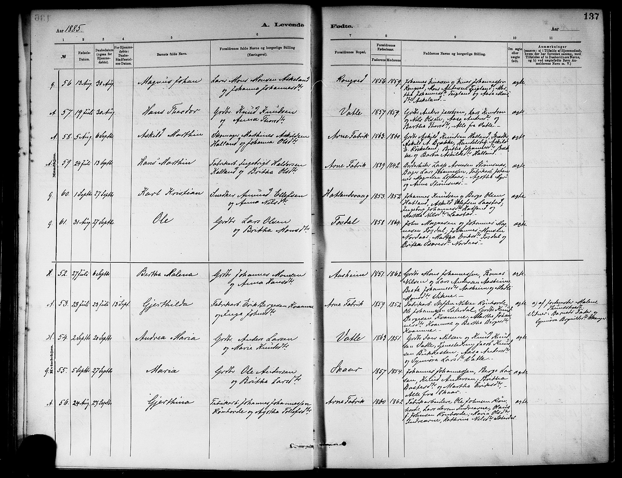 Haus sokneprestembete, SAB/A-75601/H/Haa: Parish register (official) no. A 19I, 1878-1886, p. 137