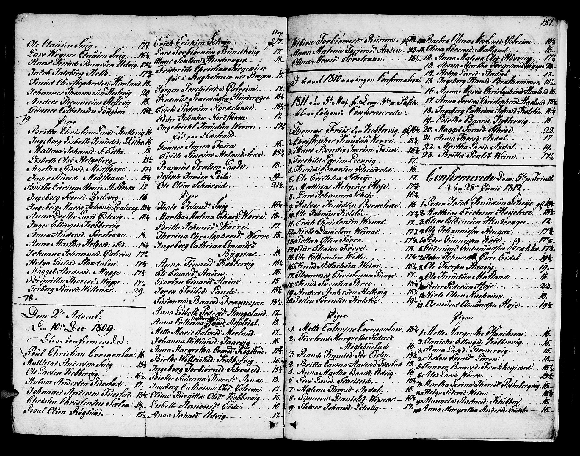 Avaldsnes sokneprestkontor, SAST/A -101851/H/Ha/Haa/L0003: Parish register (official) no. A 3, 1801-1817, p. 181