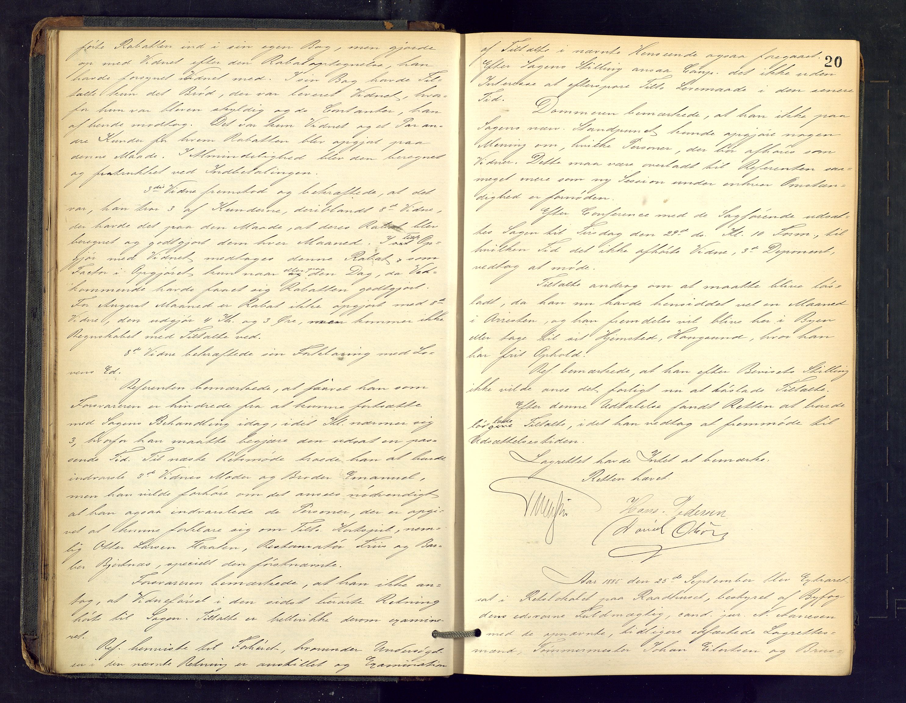 Drammen byfogd, AV/SAKO-A-222/F/Fe/L0023: Ekstrarettsprotokoll, 1885-1891, p. 20
