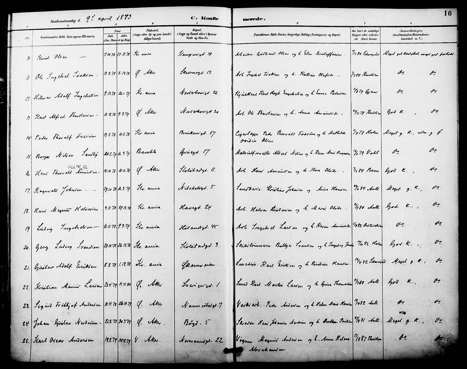 Kampen prestekontor Kirkebøker, AV/SAO-A-10853/F/Fa/L0008: Parish register (official) no. I 8, 1892-1902, p. 16