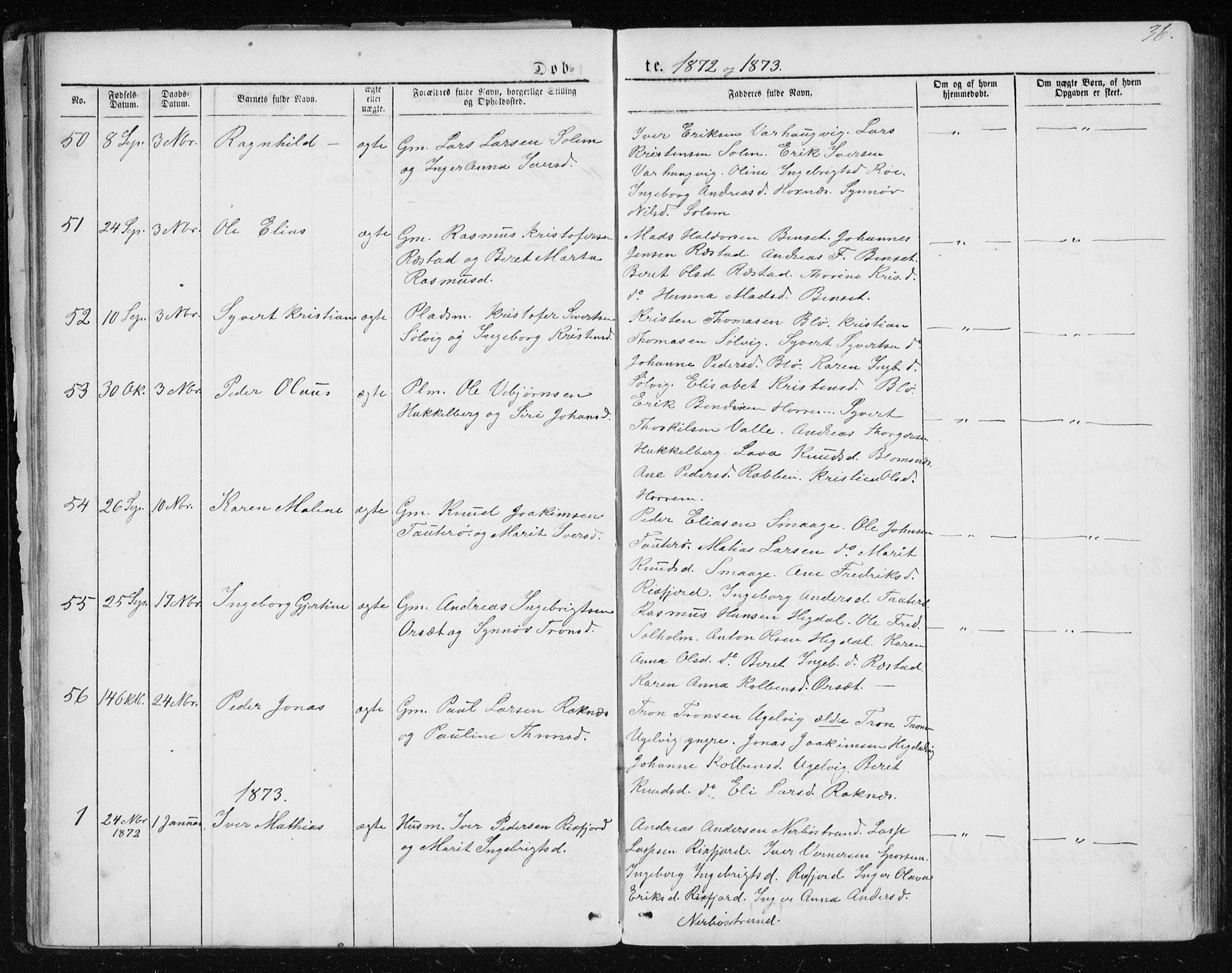 Ministerialprotokoller, klokkerbøker og fødselsregistre - Møre og Romsdal, SAT/A-1454/560/L0724: Parish register (copy) no. 560C01, 1867-1892, p. 36