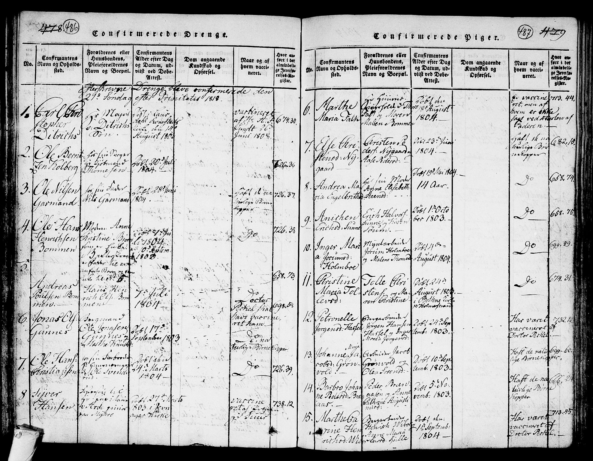 Kongsberg kirkebøker, SAKO/A-22/G/Ga/L0001: Parish register (copy) no. 1, 1816-1839, p. 486-487