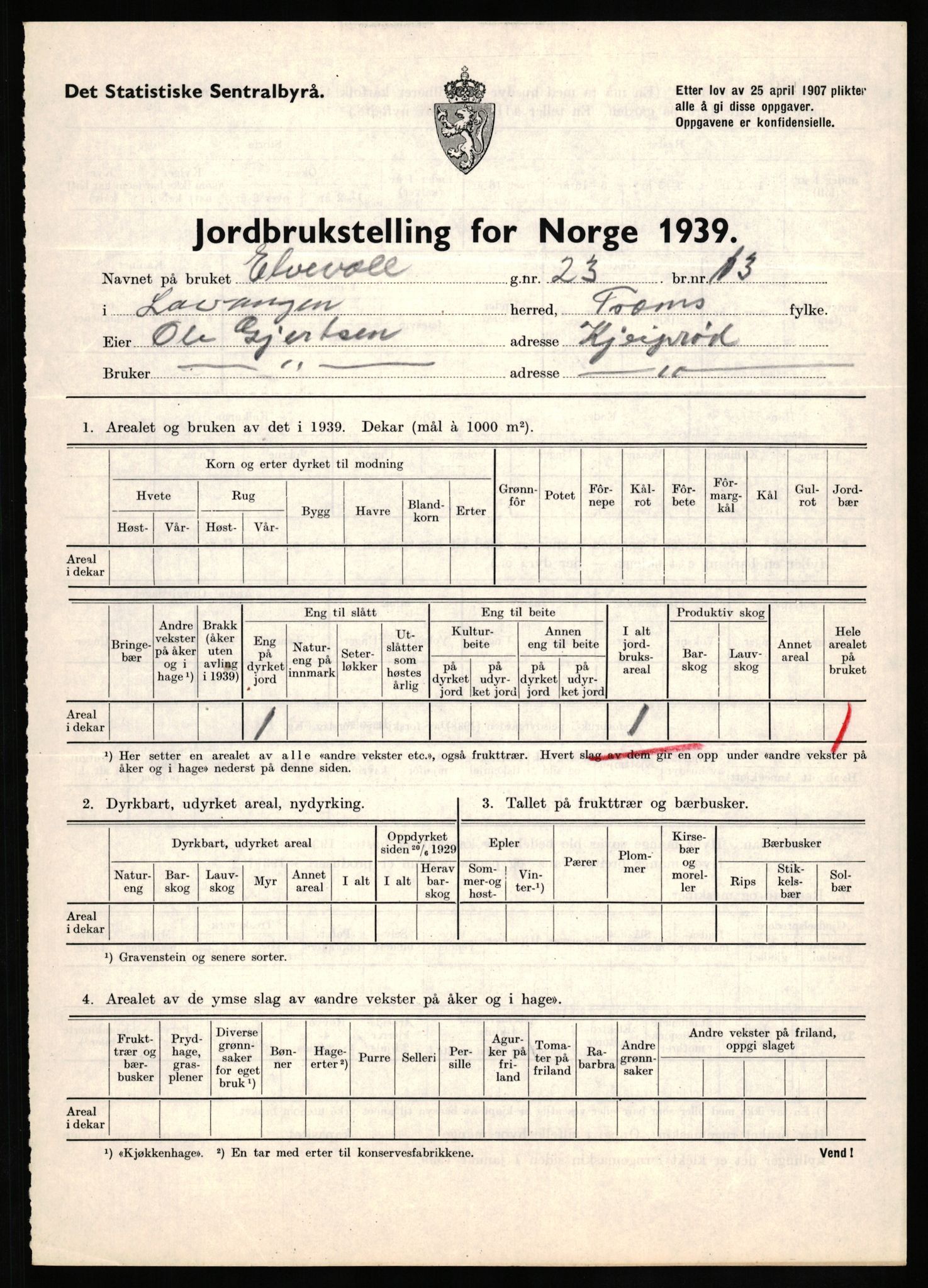 Statistisk sentralbyrå, Næringsøkonomiske emner, Jordbruk, skogbruk, jakt, fiske og fangst, AV/RA-S-2234/G/Gb/L0339: Troms: Andørja, Astafjord og Lavangen, 1939, p. 860