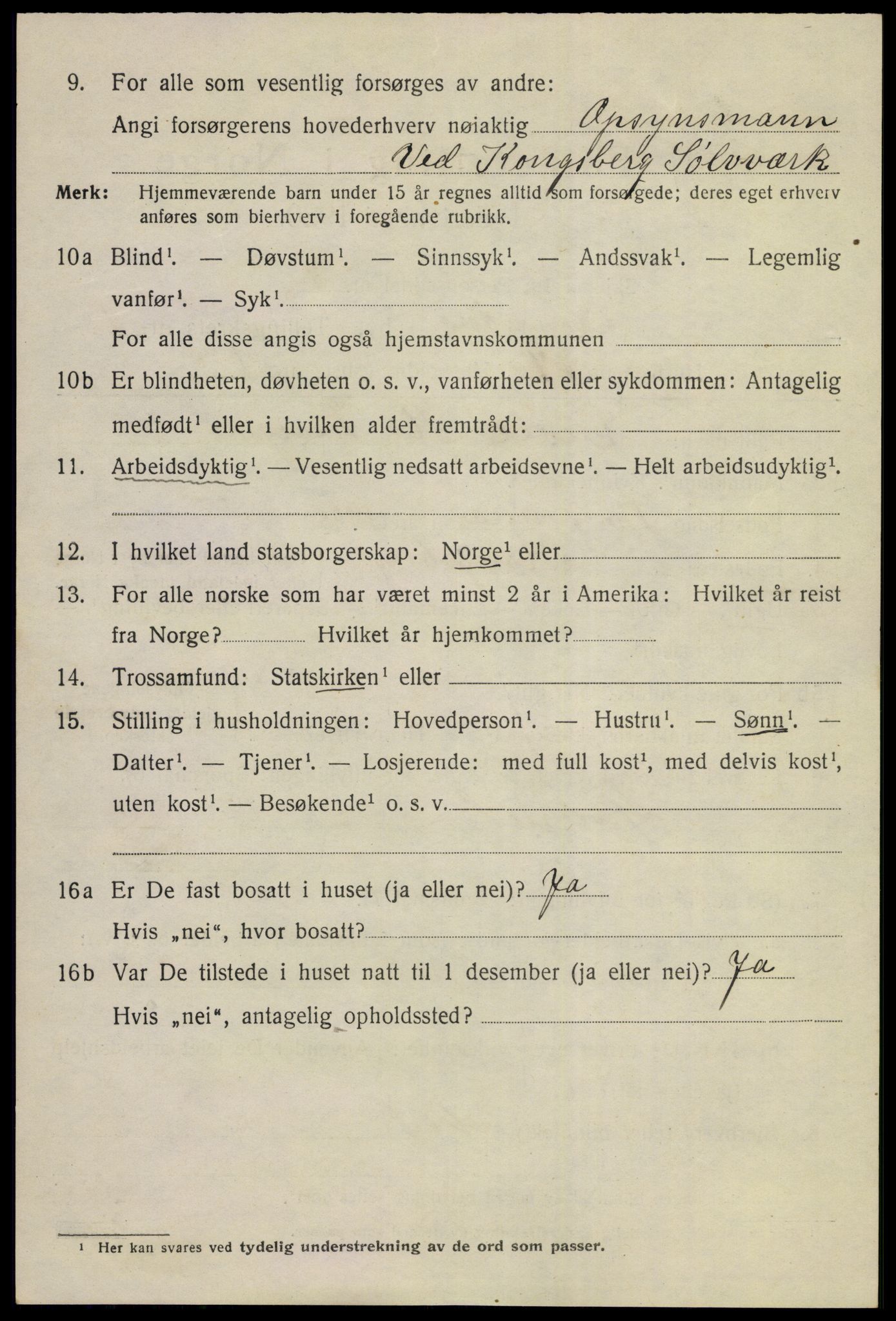 SAKO, 1920 census for Kongsberg, 1920, p. 6747