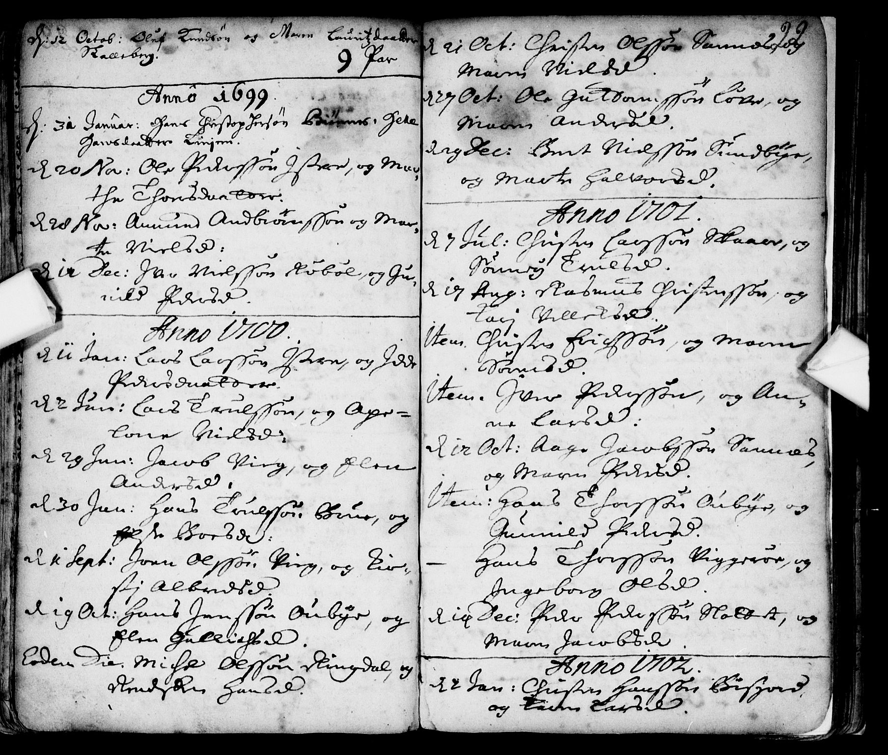 Tjølling kirkebøker, SAKO/A-60/F/Fa/L0001: Parish register (official) no. 1, 1670-1716, p. 22